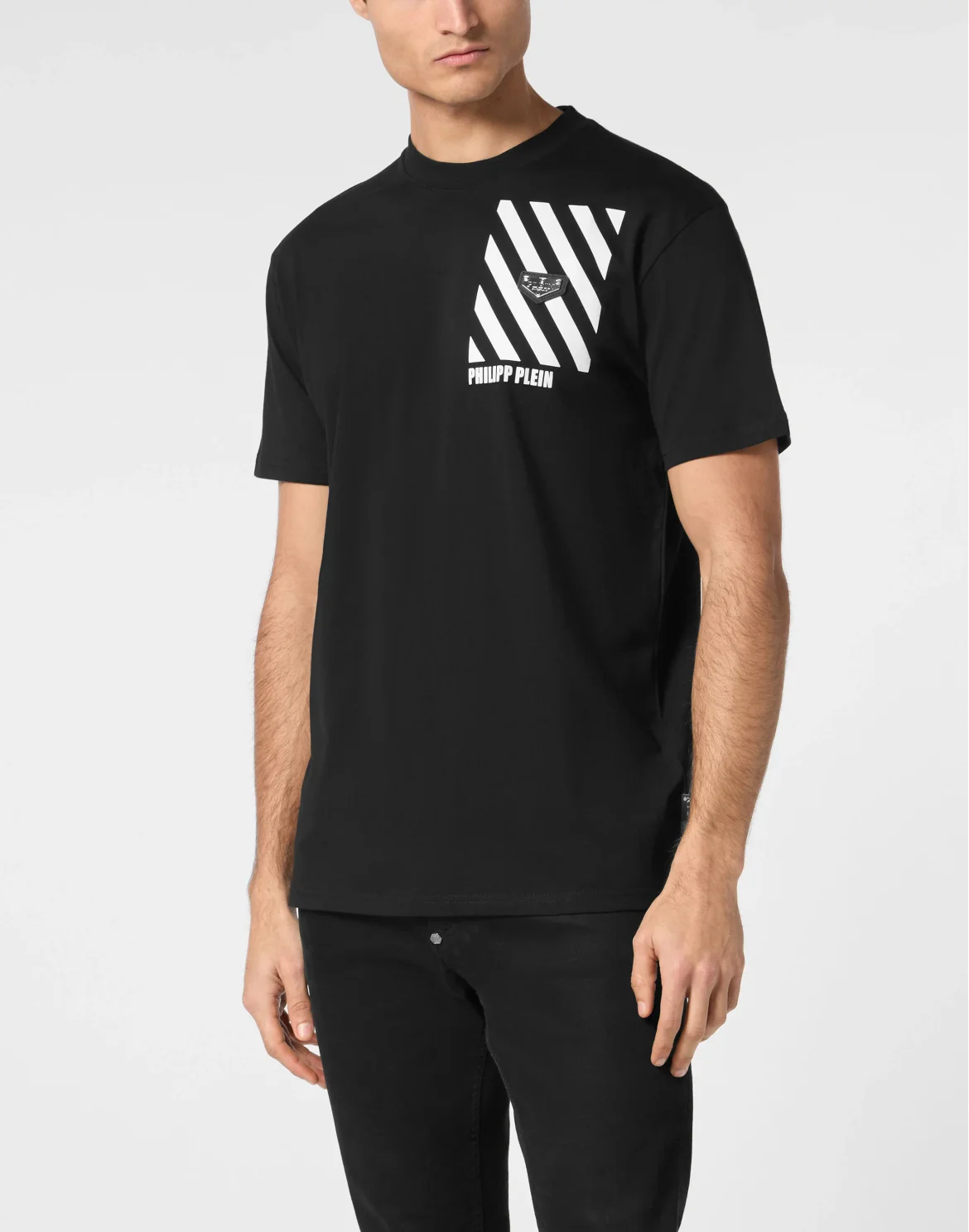 Round Neck T-Shirt Lines, цвет: Черный