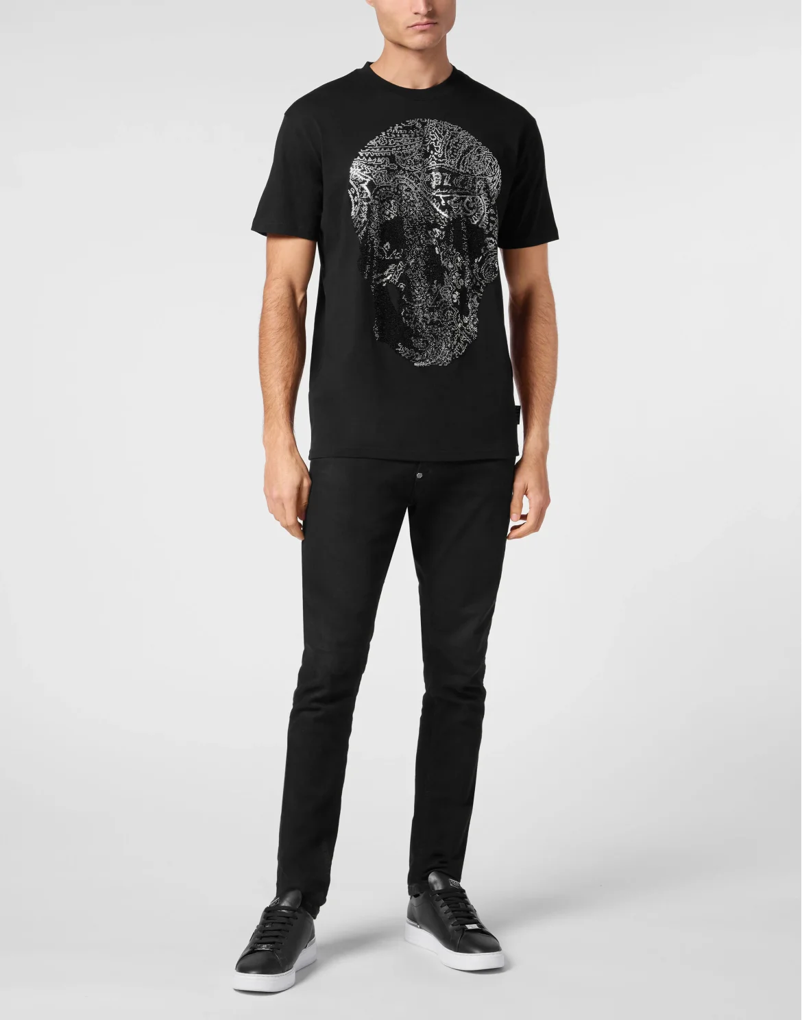 Round Neck T-Shirt Paisley Skull, цвет: Черный
