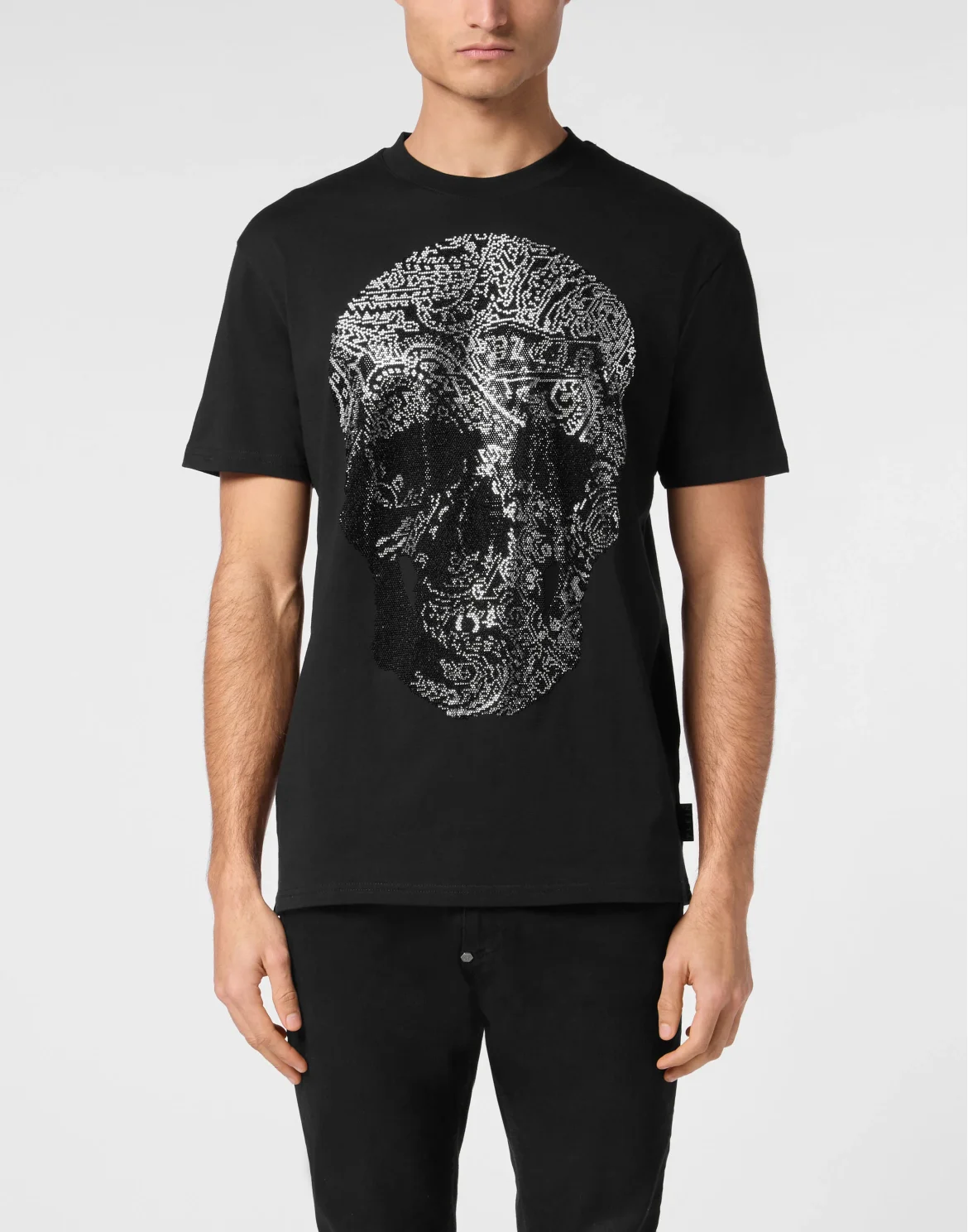 Round Neck T-Shirt Paisley Skull, цвет: Черный