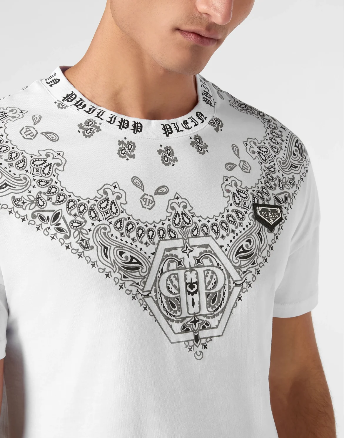 Round Neck T-Shirt Paisley Bandana, цвет: Белый