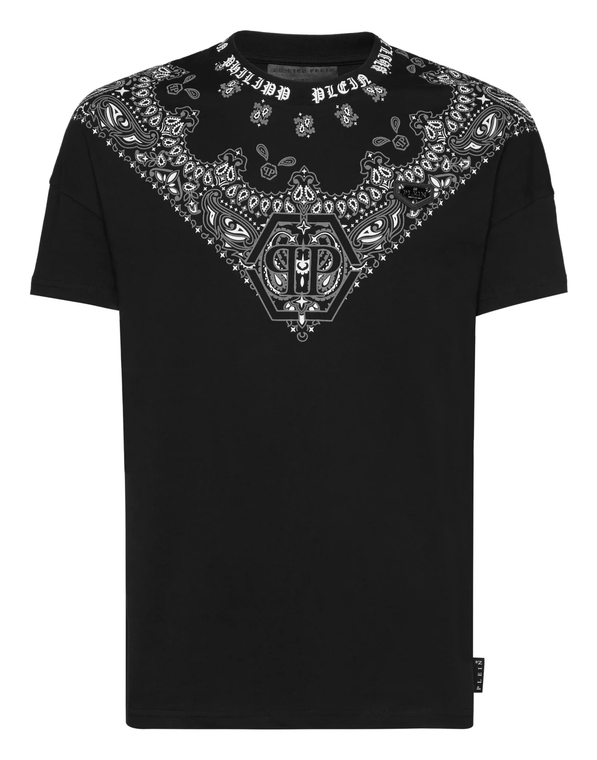 Round Neck T-Shirt Paisley Bandana, цвет: Черный