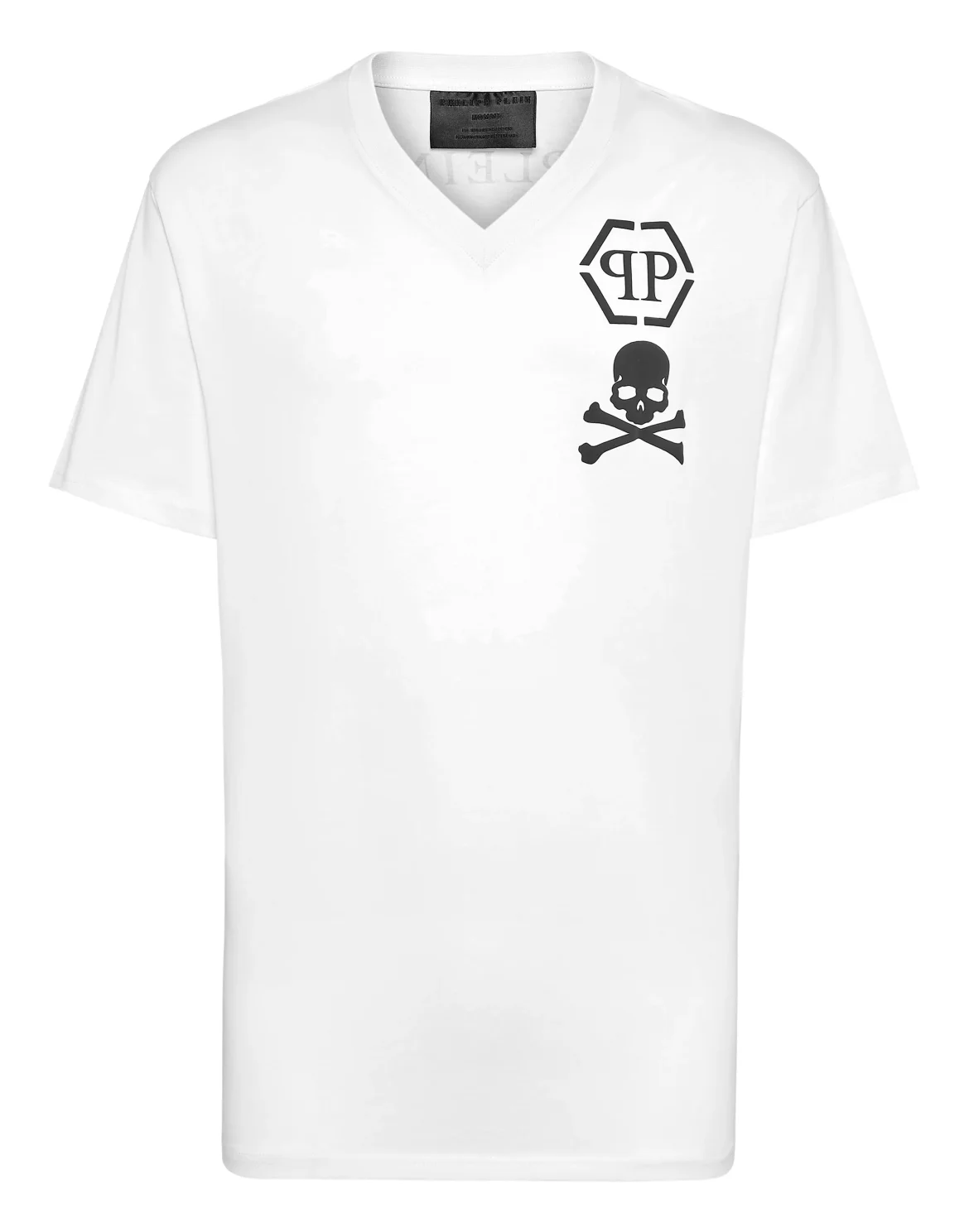 V-Neck T-Shirt Logo Skull, цвет: Белый