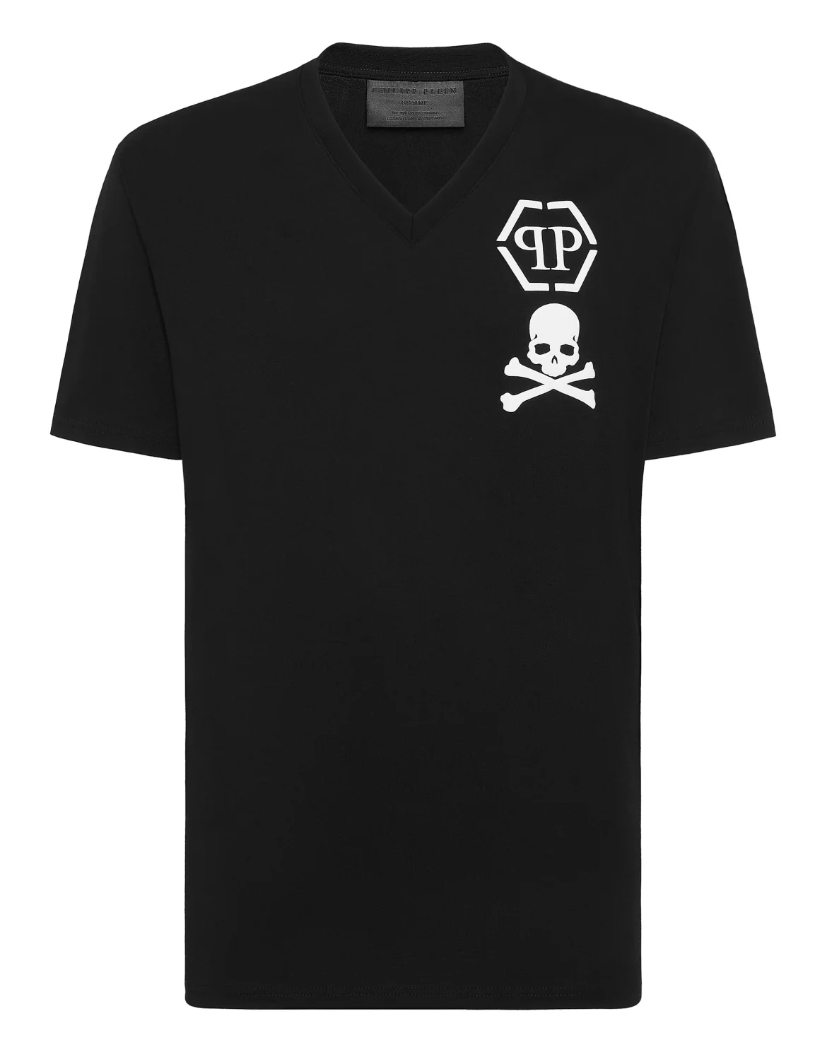 V-Neck T-Shirt Logo Skull, цвет: Черный