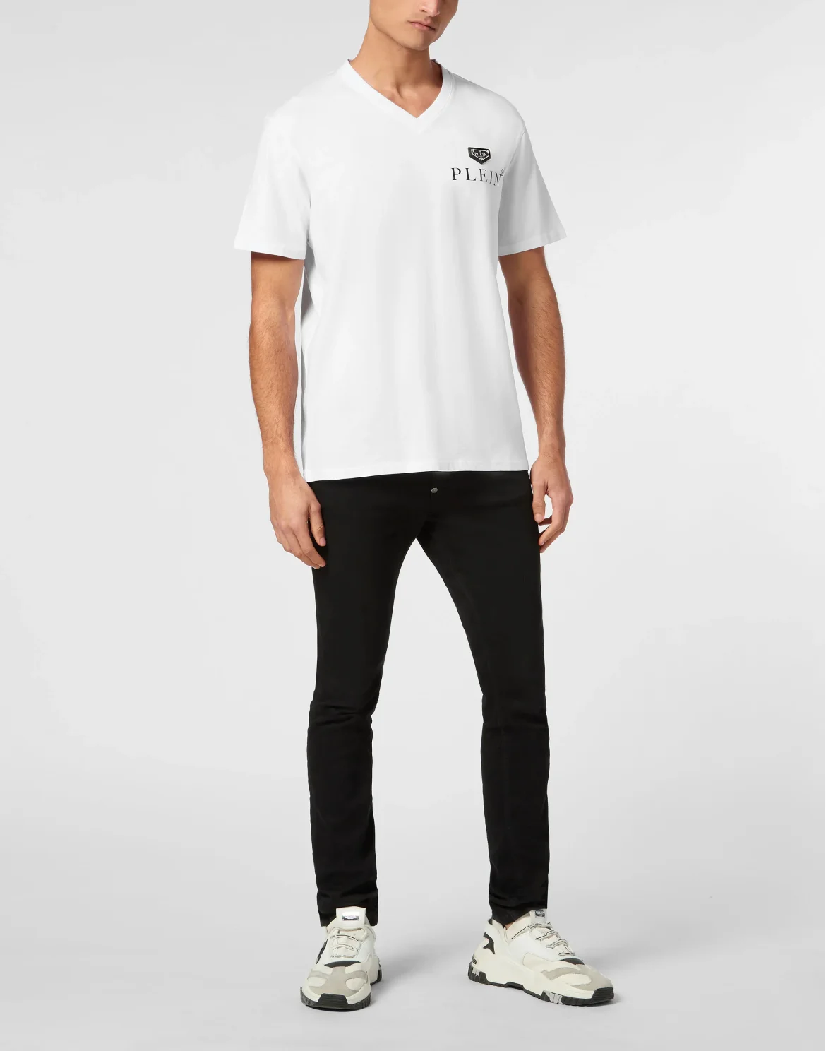 V-Neck T-Shirt Plaque, цвет: Белый