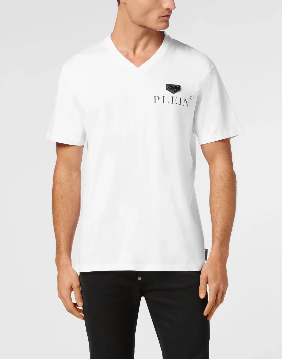 V-Neck T-Shirt Plaque, цвет: Белый