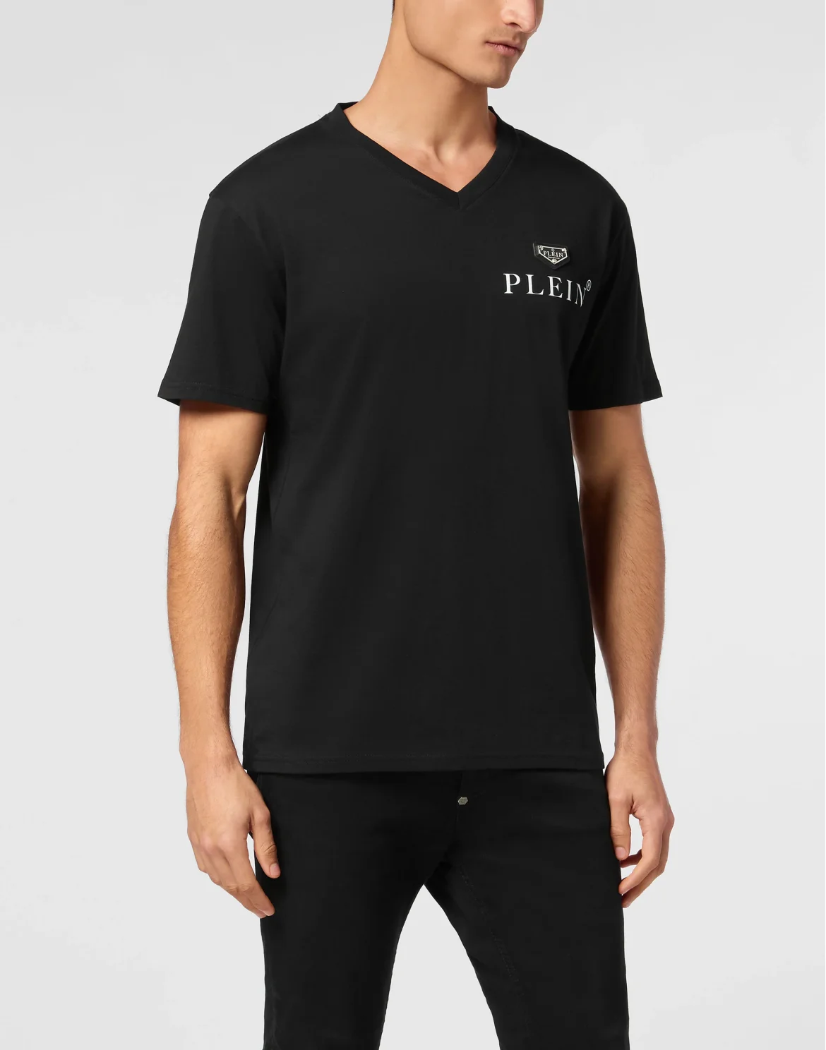 V-Neck T-Shirt Plaque, цвет: Черный