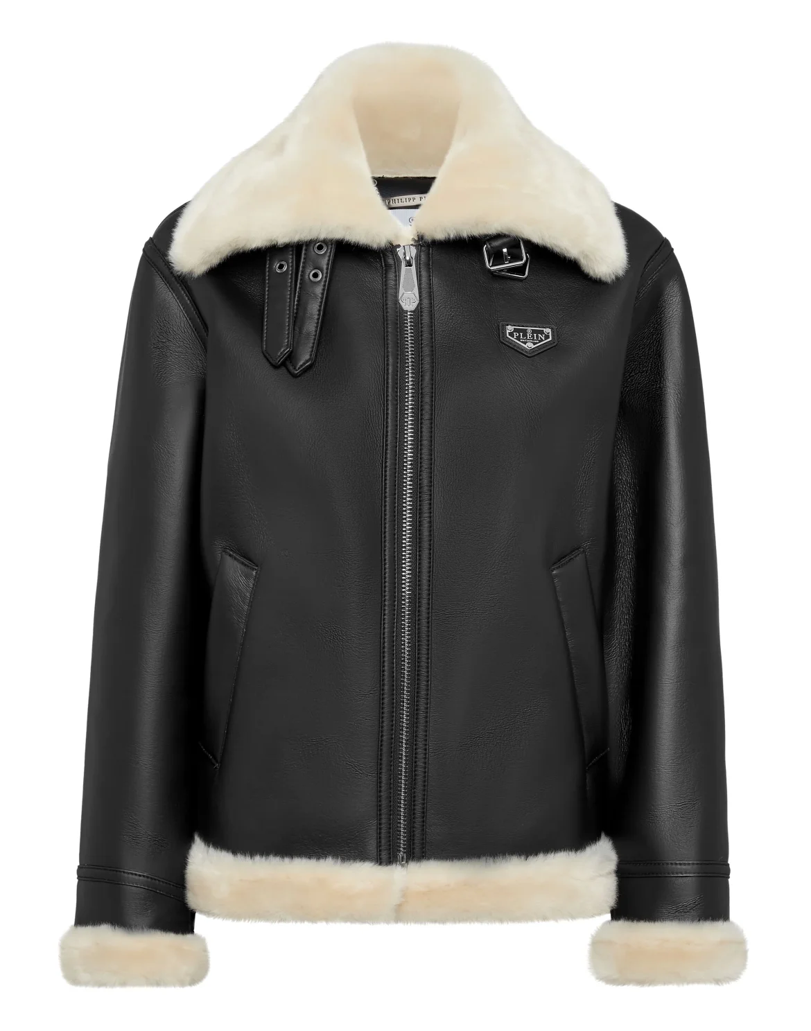 Eco Fur Aviator Coat, цвет: Черный