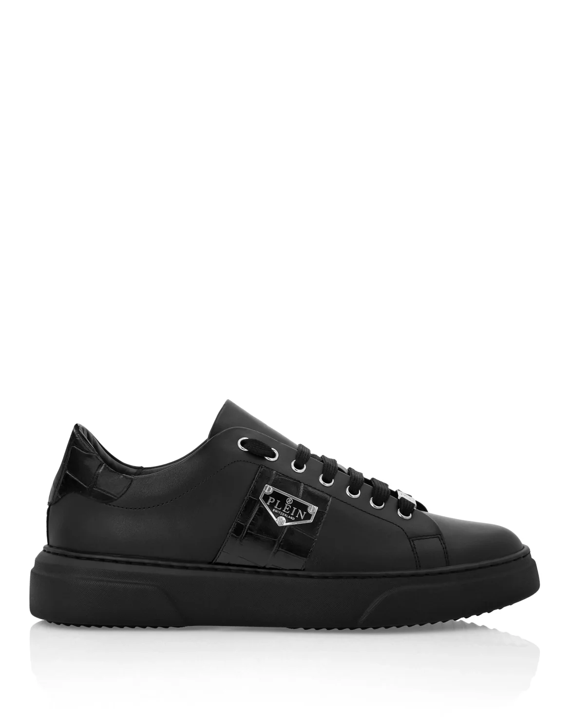 Nappa Leather Lo-Top Sneakers Triangle Plein, цвет: Черный
