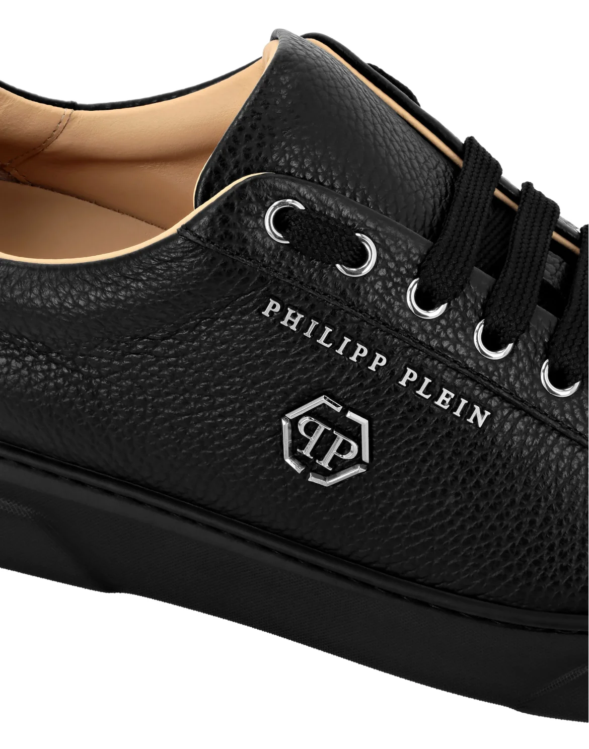 Leather Lo-Top Sneakers Hexagon, цвет: Черный