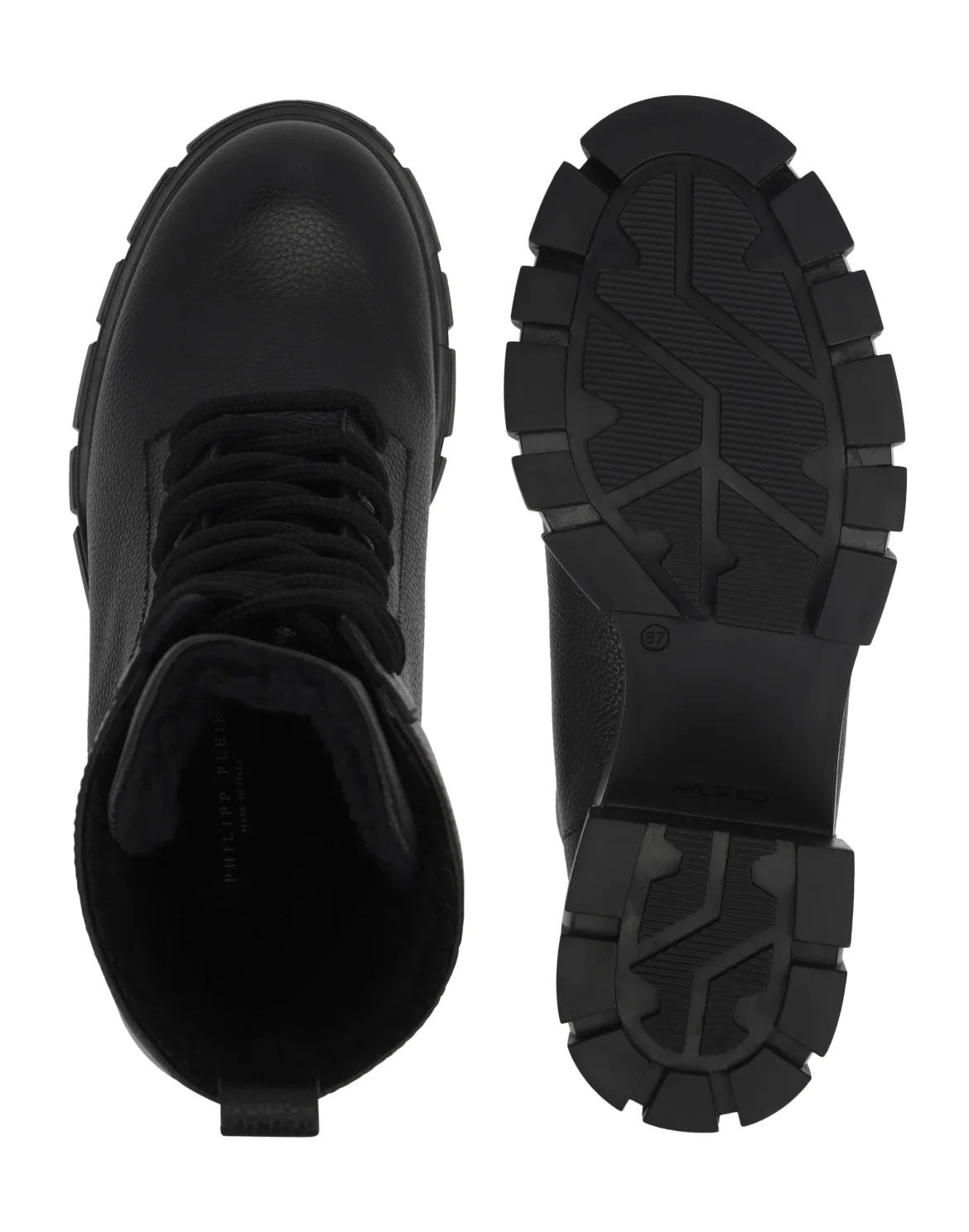 Leather Low Flat Boots, цвет: Черный