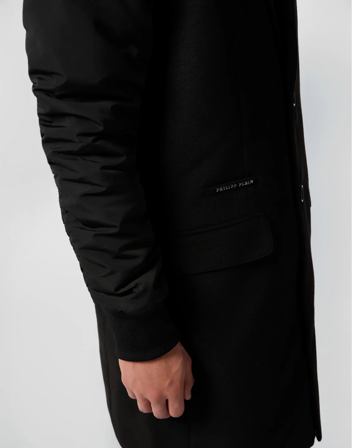 Single Breast Hooded Coat, цвет: Черный