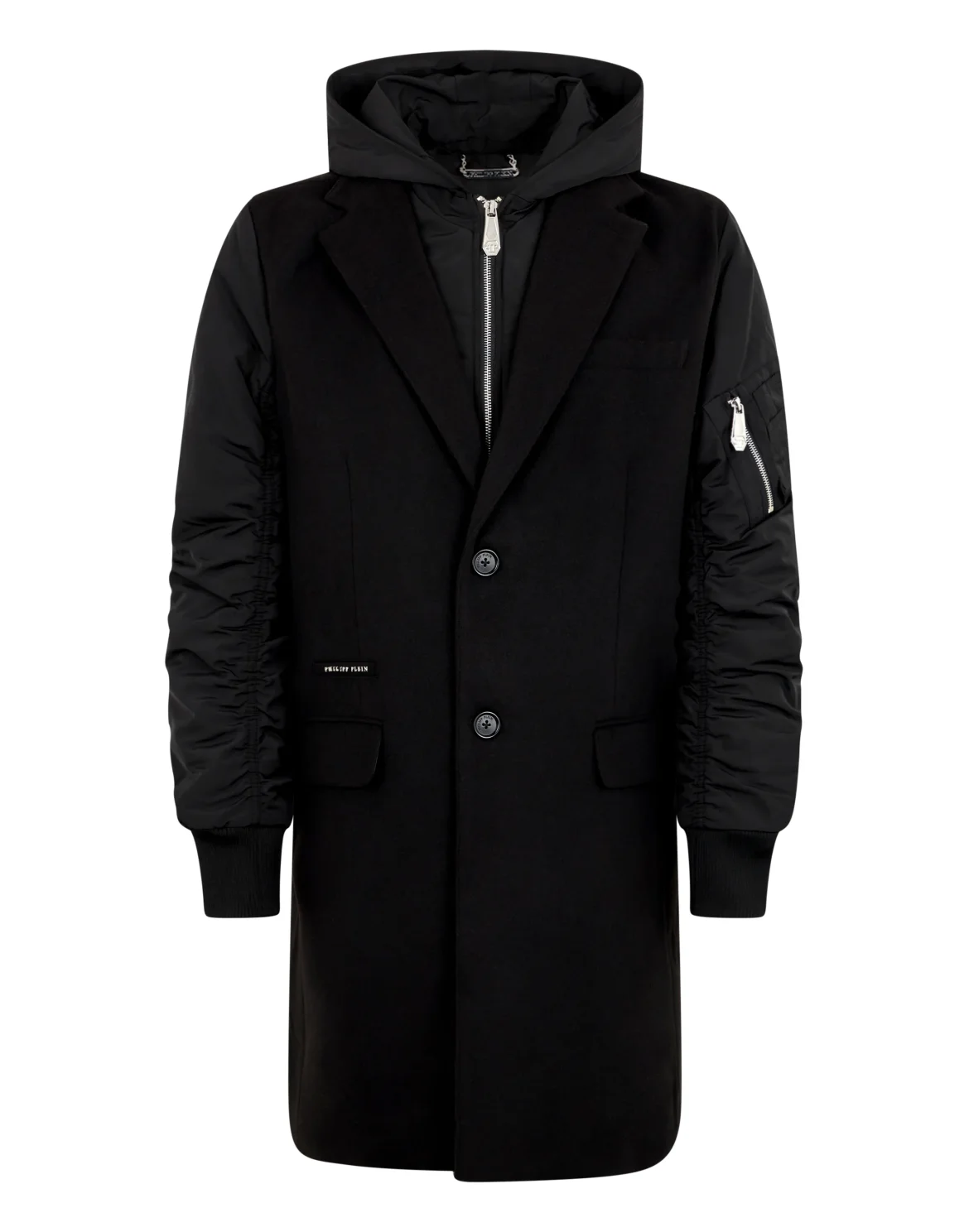 Single Breast Hooded Coat, цвет: Черный