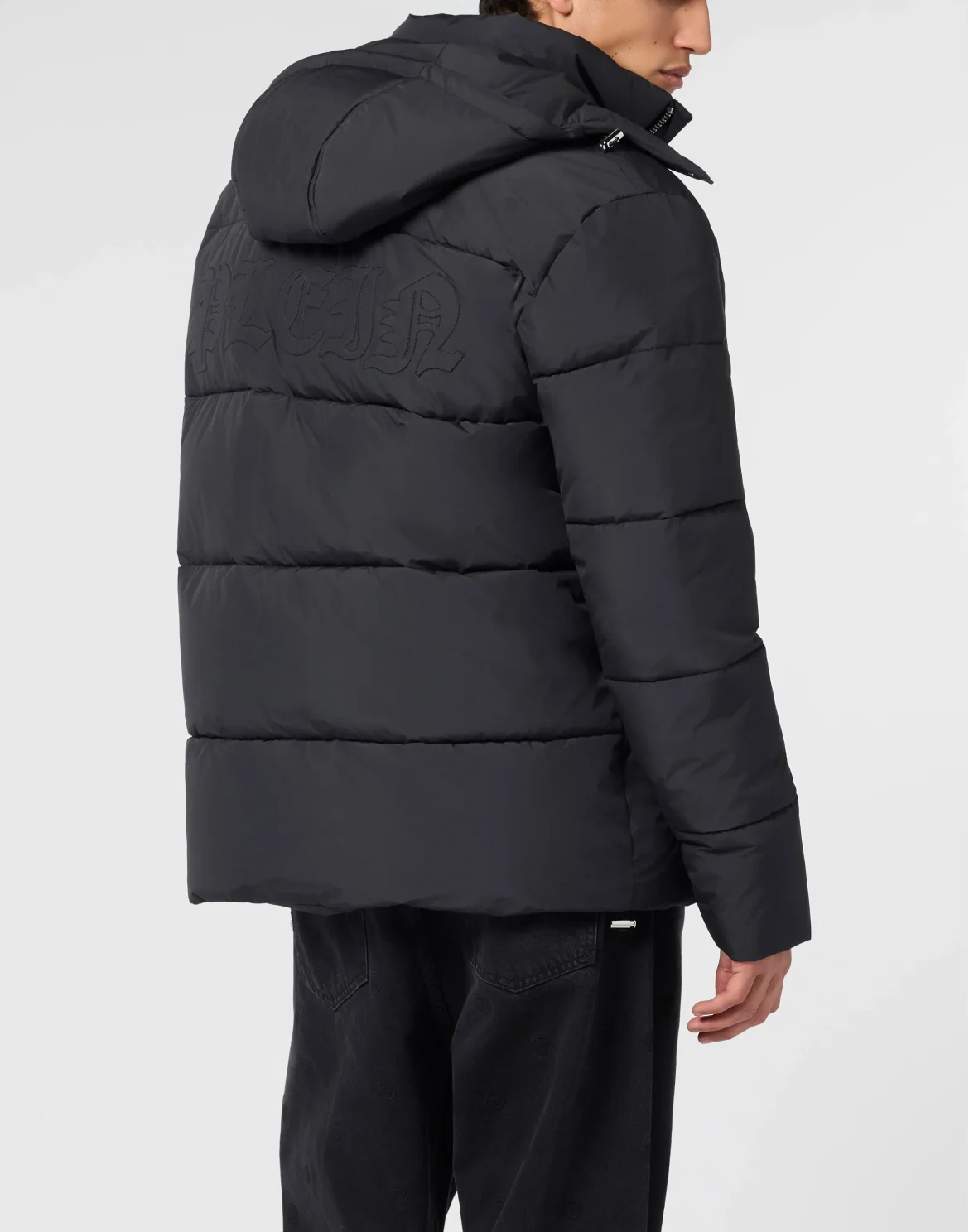 Oversize Nylon Puffer Jacket Gothic Plein, цвет: Черный