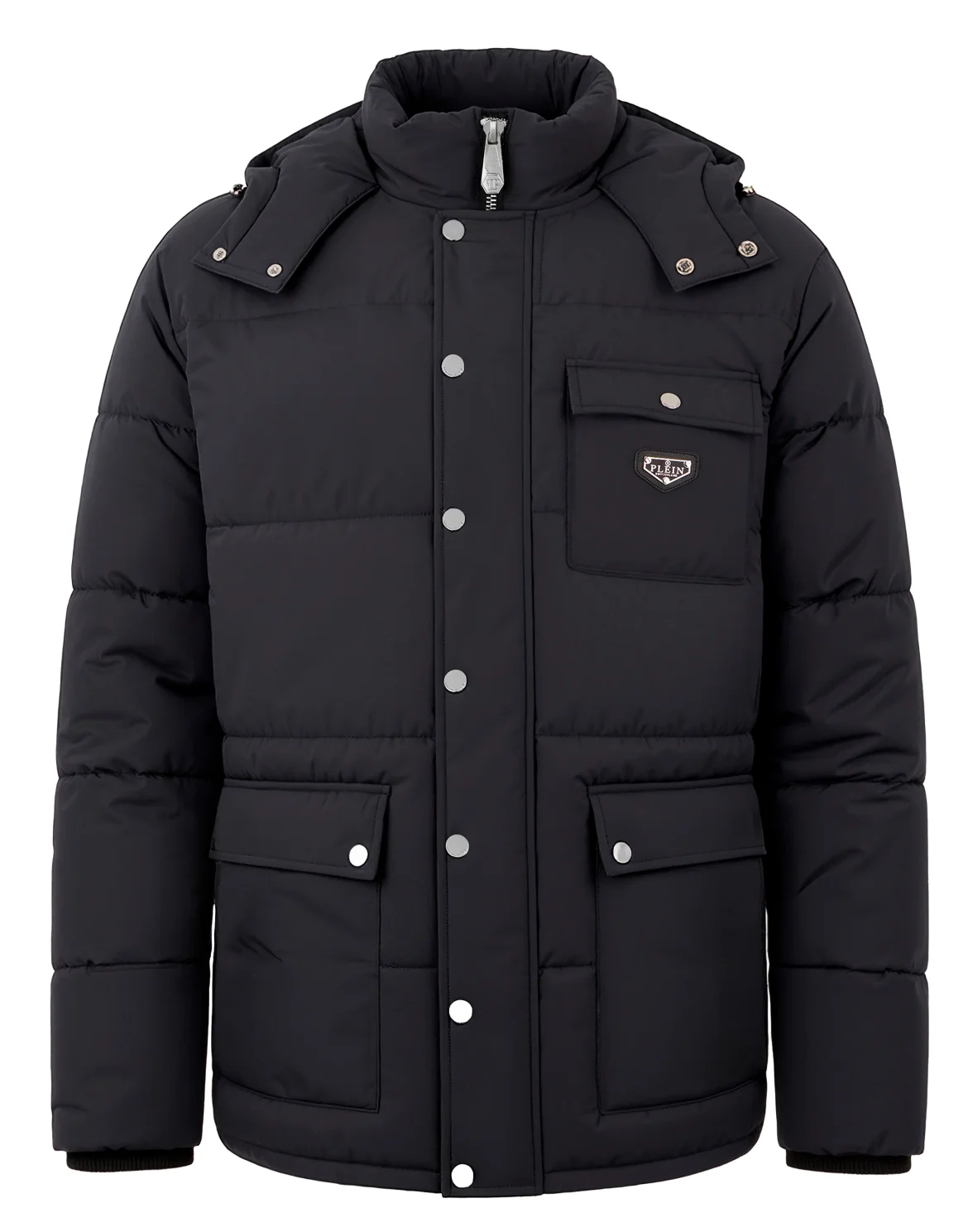 Oversize Nylon Puffer Jacket Gothic Plein, цвет: Черный