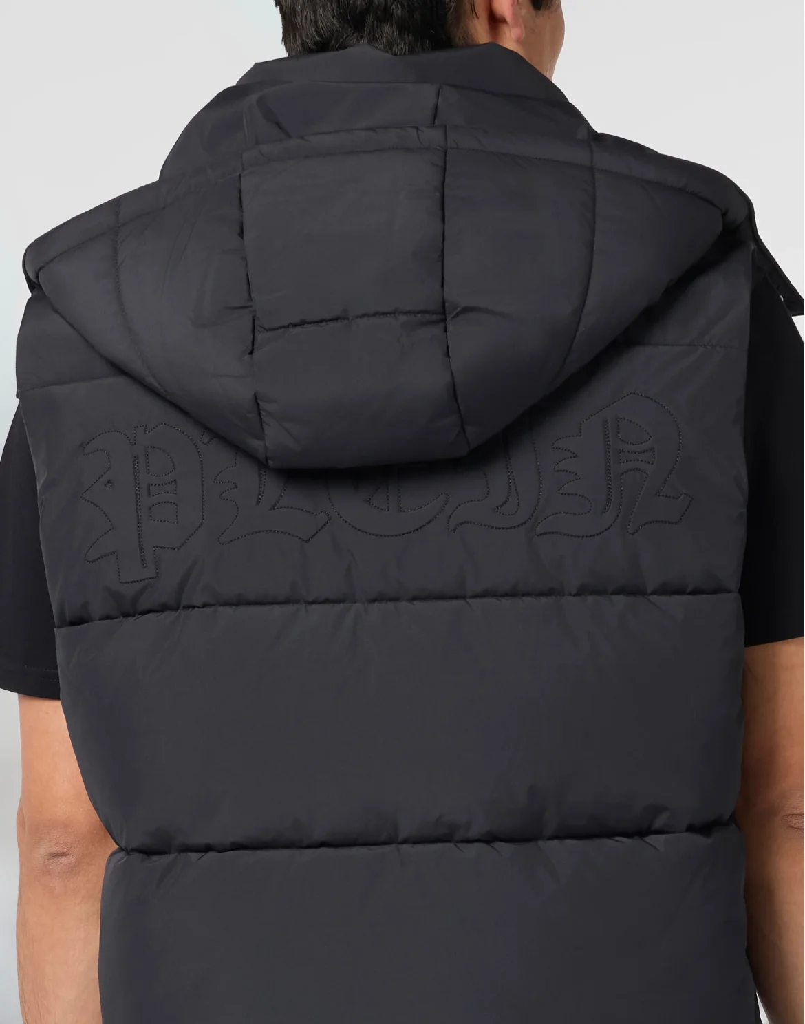 Nylon Puffer Vest Gothic Plein, цвет: Черный