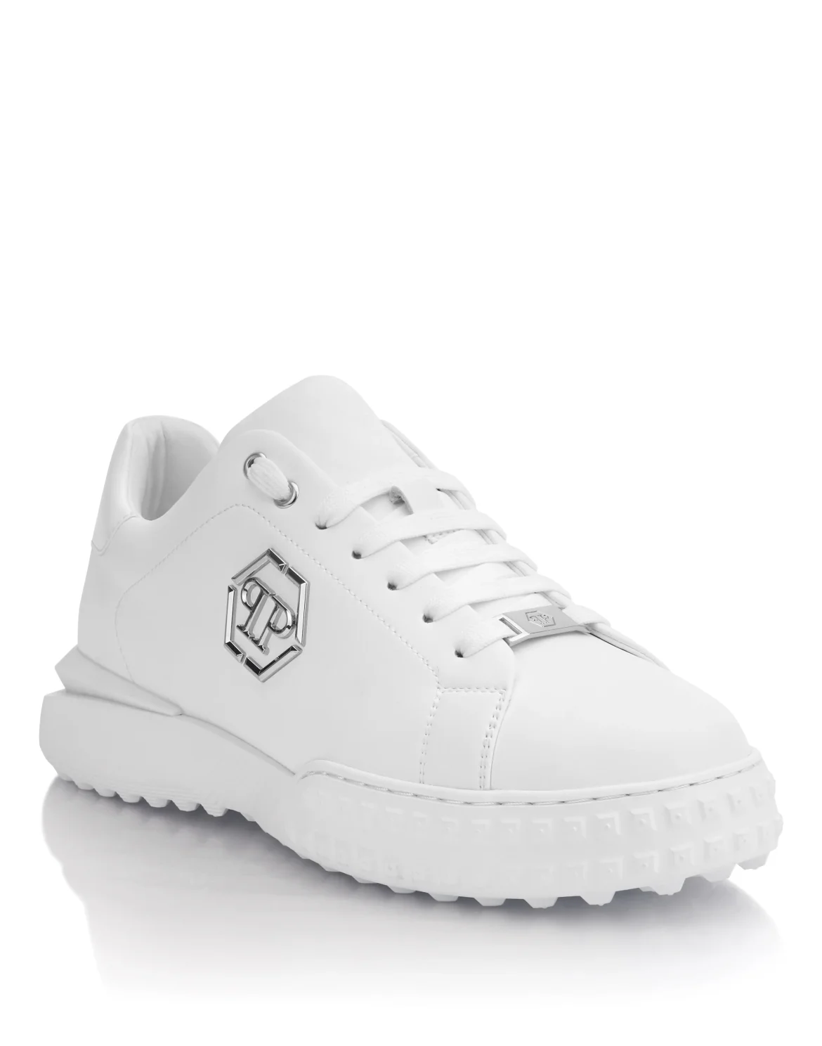 Nappa Leather Low-Top Sneakers Hexagon, цвет: Белый