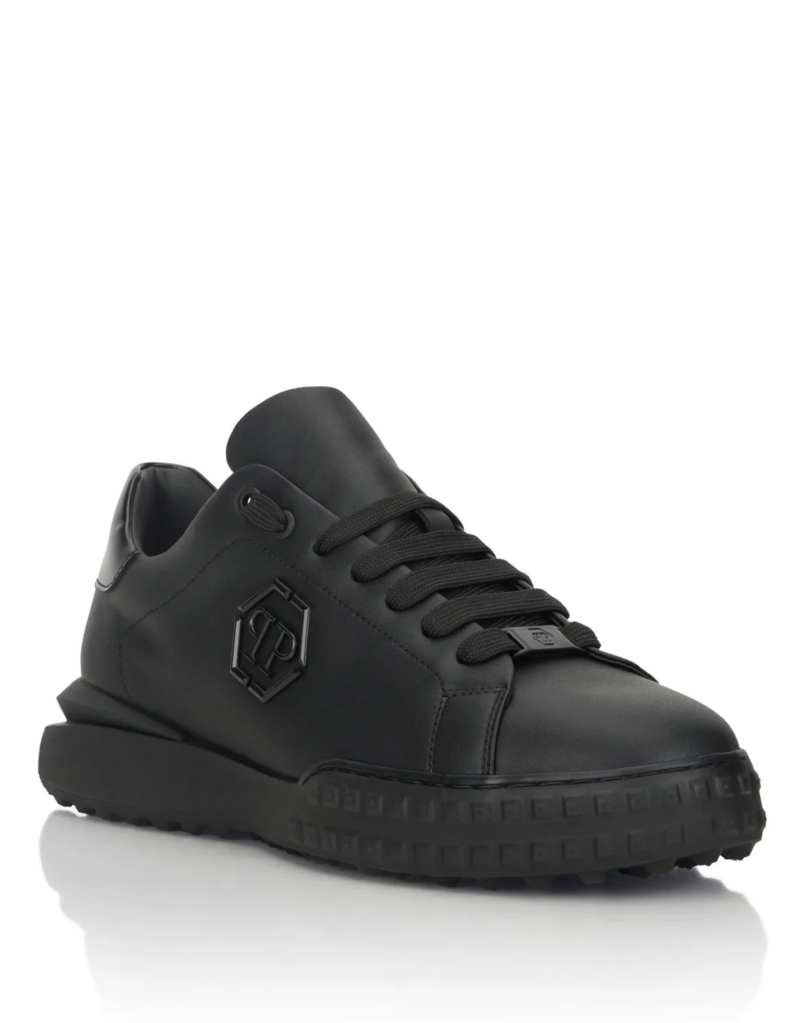 Nappa Leather Low-Top Sneakers Hexagon, цвет: Черный