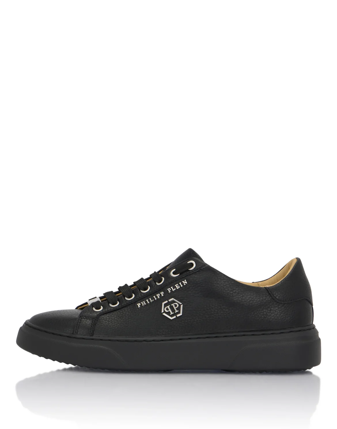 Leather Lo-Top Sneakers Hexagon, цвет: Черный