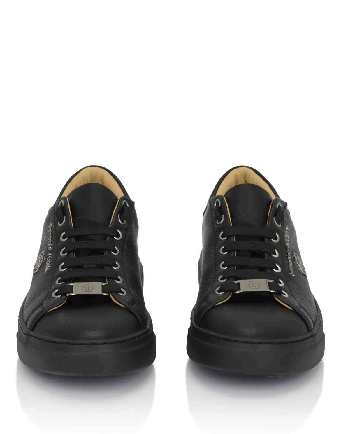 Leather Lo-Top Sneakers Hexagon, цвет: Черный