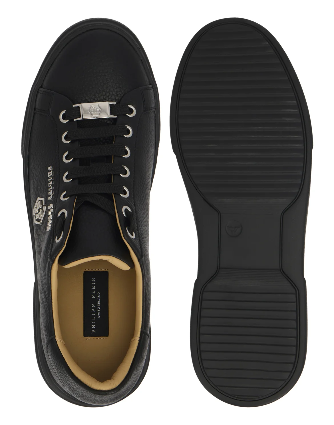 Leather Lo-Top Sneakers Hexagon, цвет: Черный