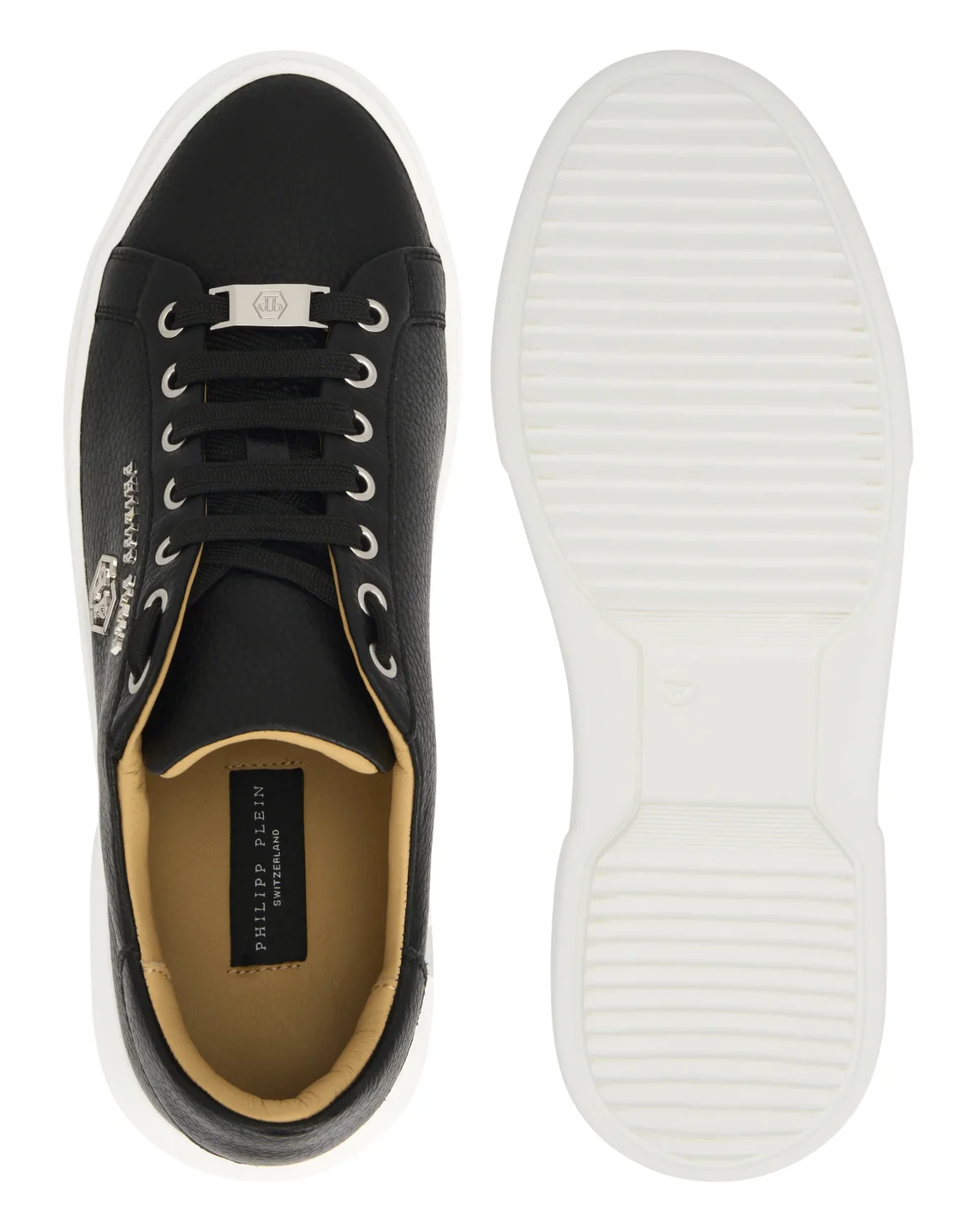 Leather Lo-Top Sneakers Hexagon, цвет: Черный