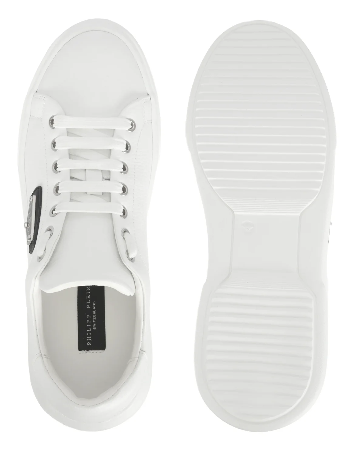 Leather Lo-Top Sneakers Iconic Plein, цвет: Белый