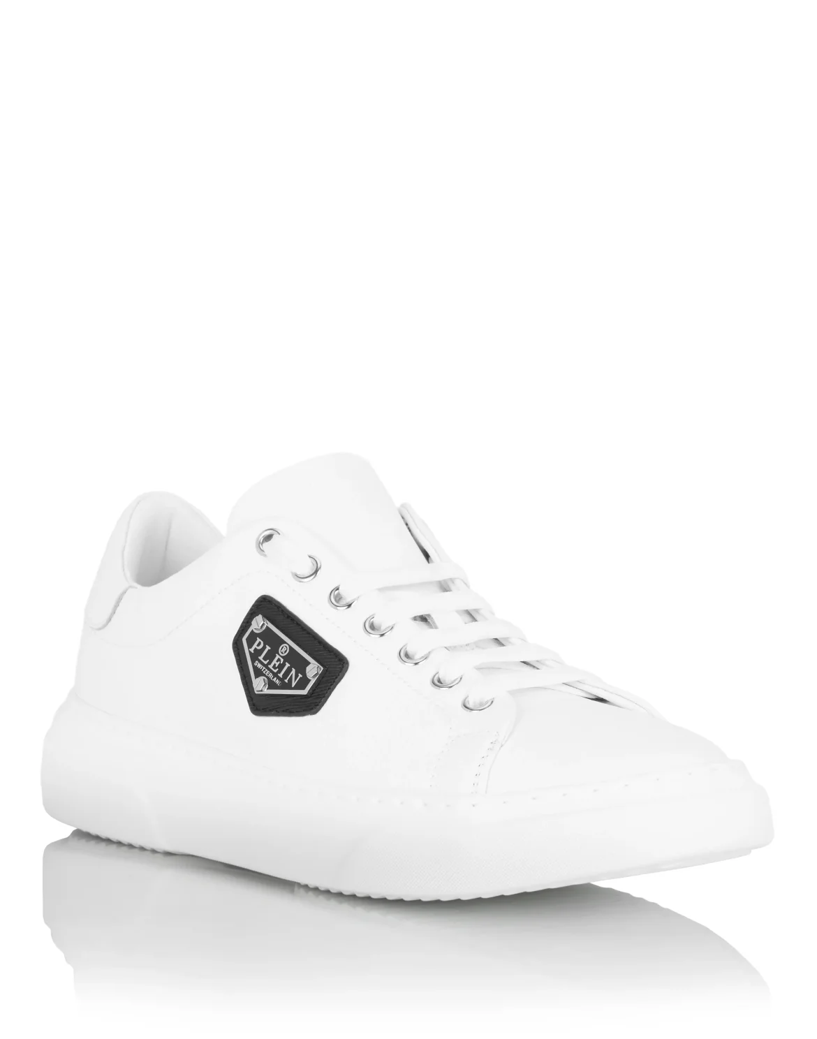 Leather Lo-Top Sneakers Iconic Plein, цвет: Белый
