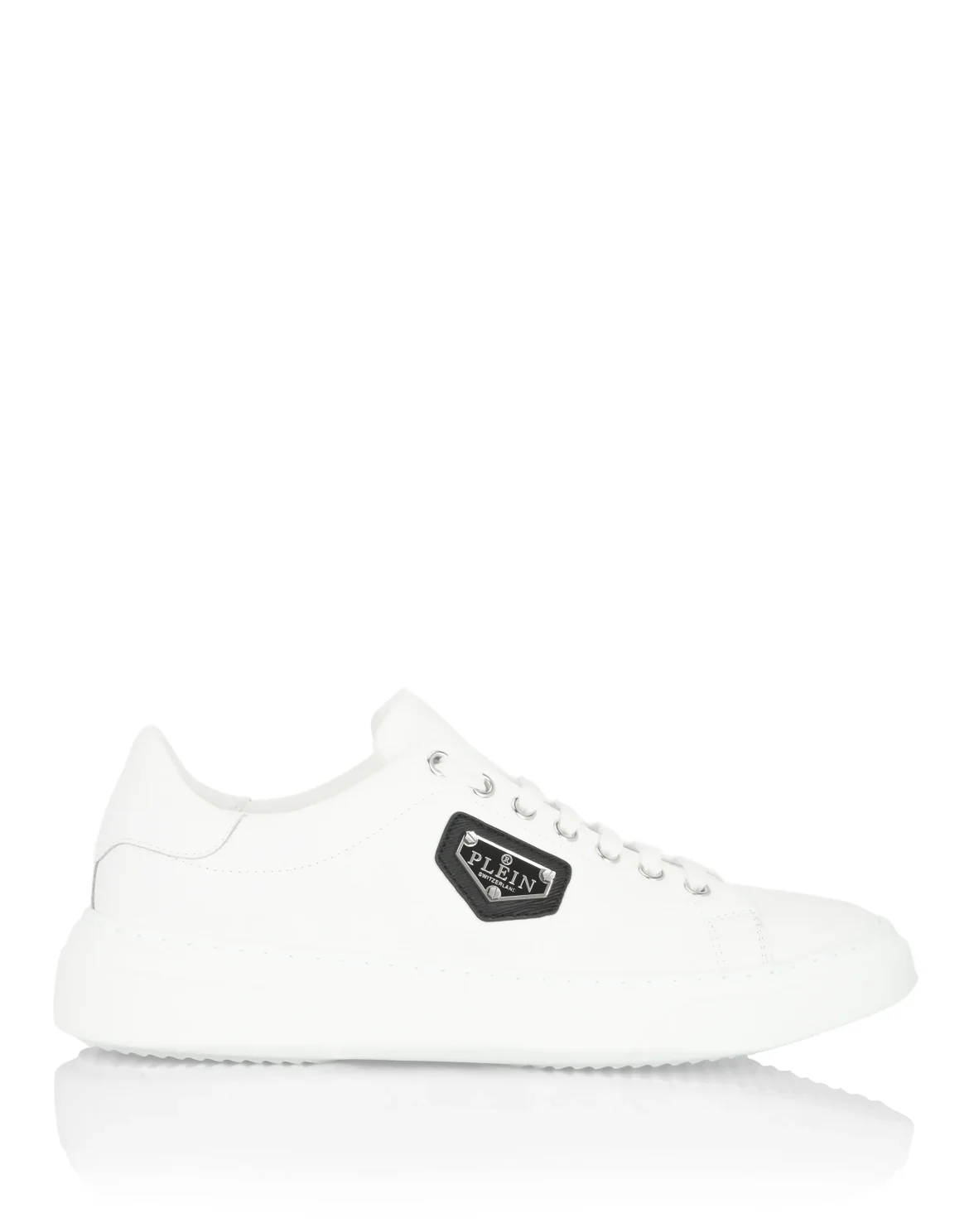 Leather Lo-Top Sneakers Iconic Plein, цвет: Белый