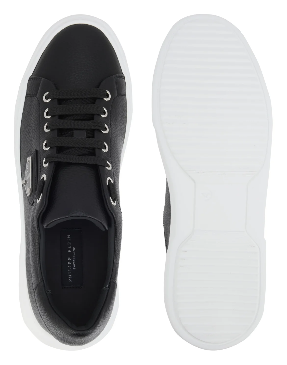 Leather Lo-Top Sneakers Iconic Plein, цвет: Черный