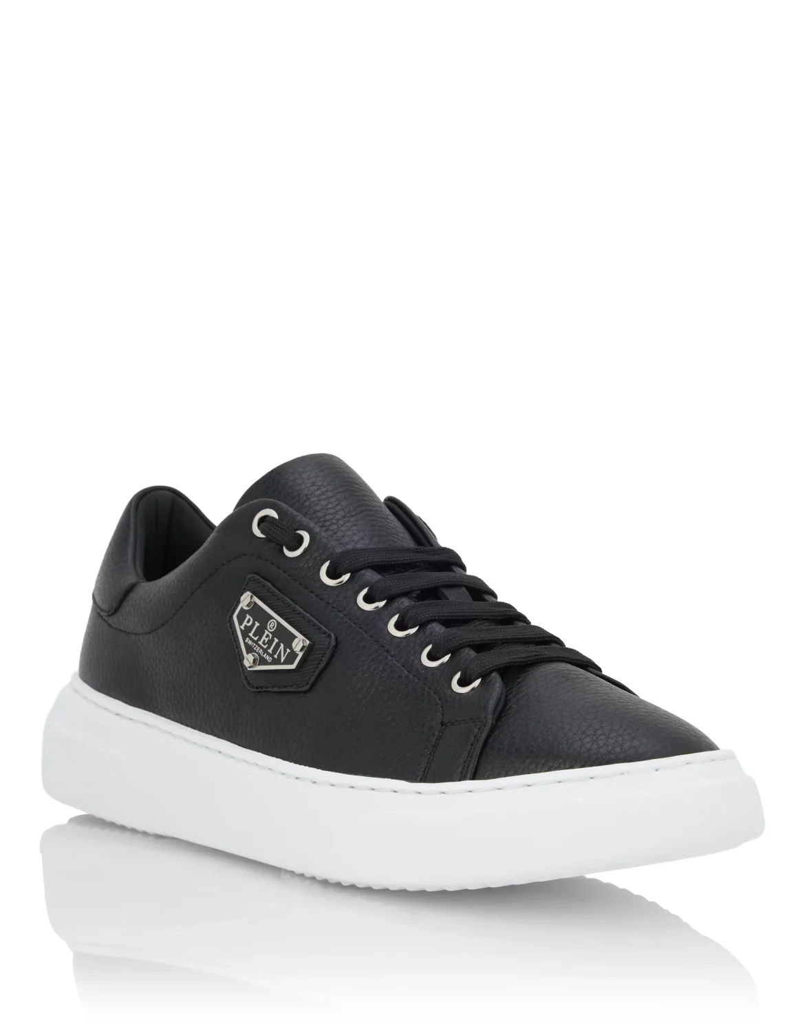 Leather Lo-Top Sneakers Iconic Plein, цвет: Черный
