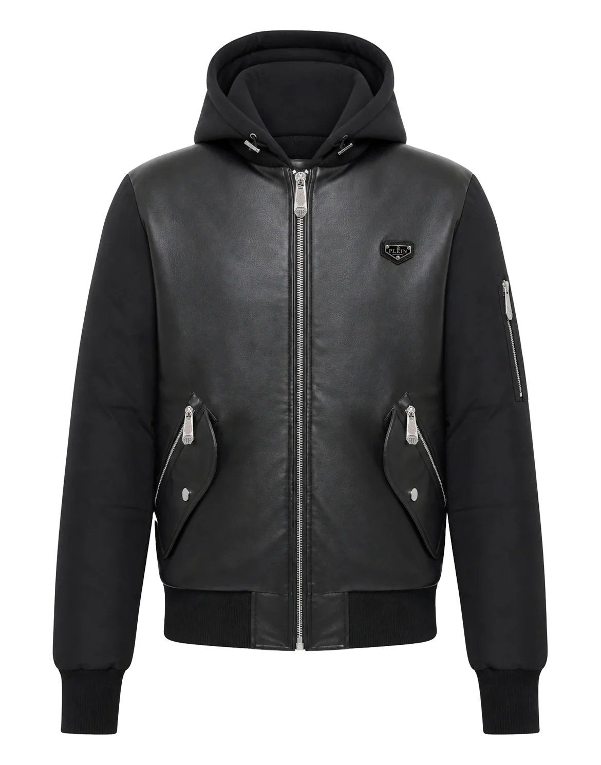 Eco Leather Nylon Bomber, цвет: Черный