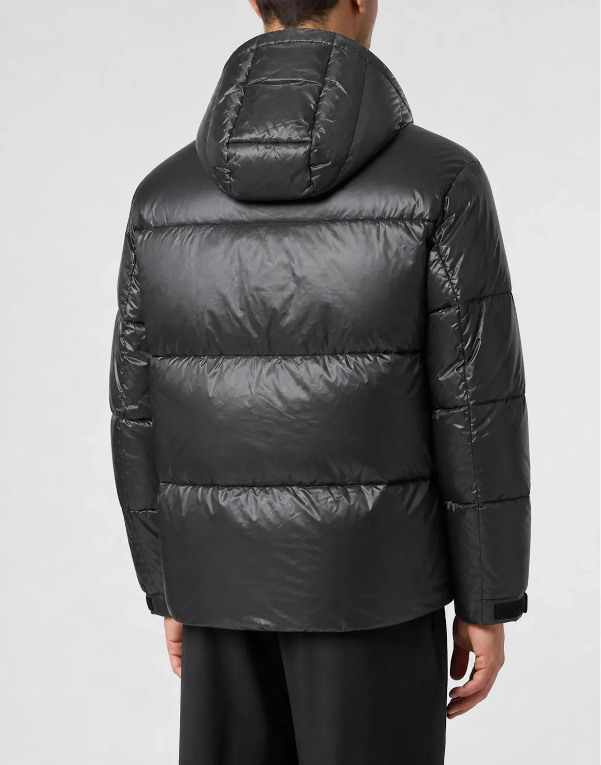 Shiny Nylon Puffer Jacket, цвет: Черный