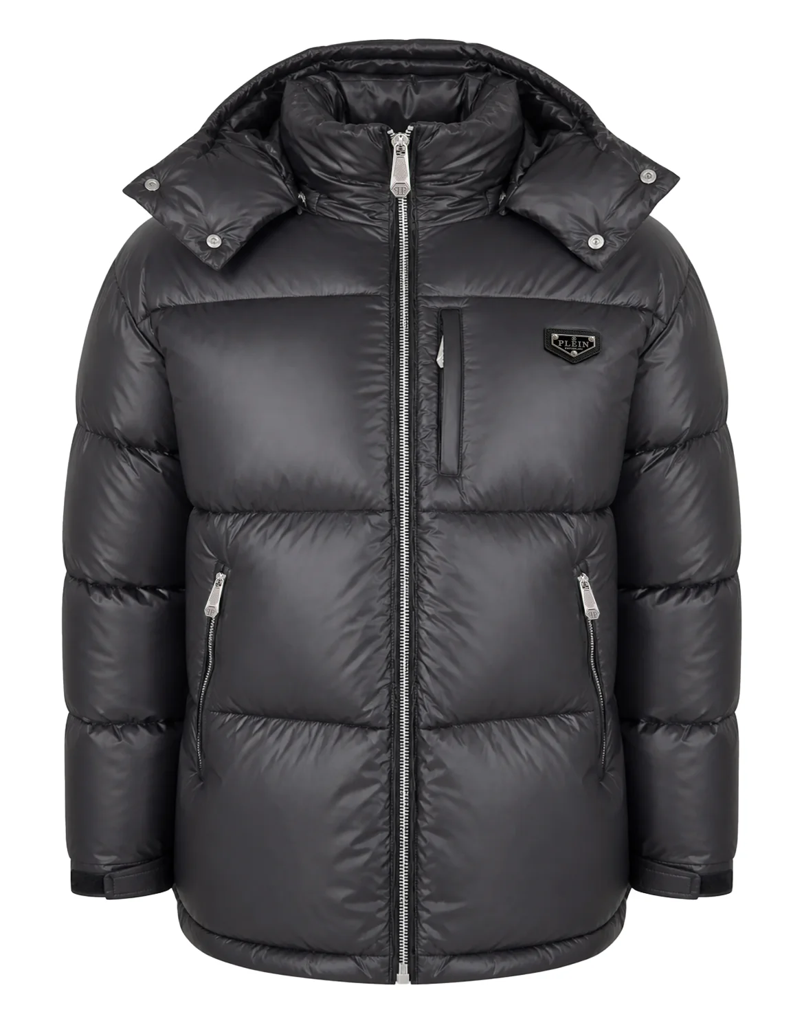 Shiny Nylon Puffer Jacket, цвет: Черный