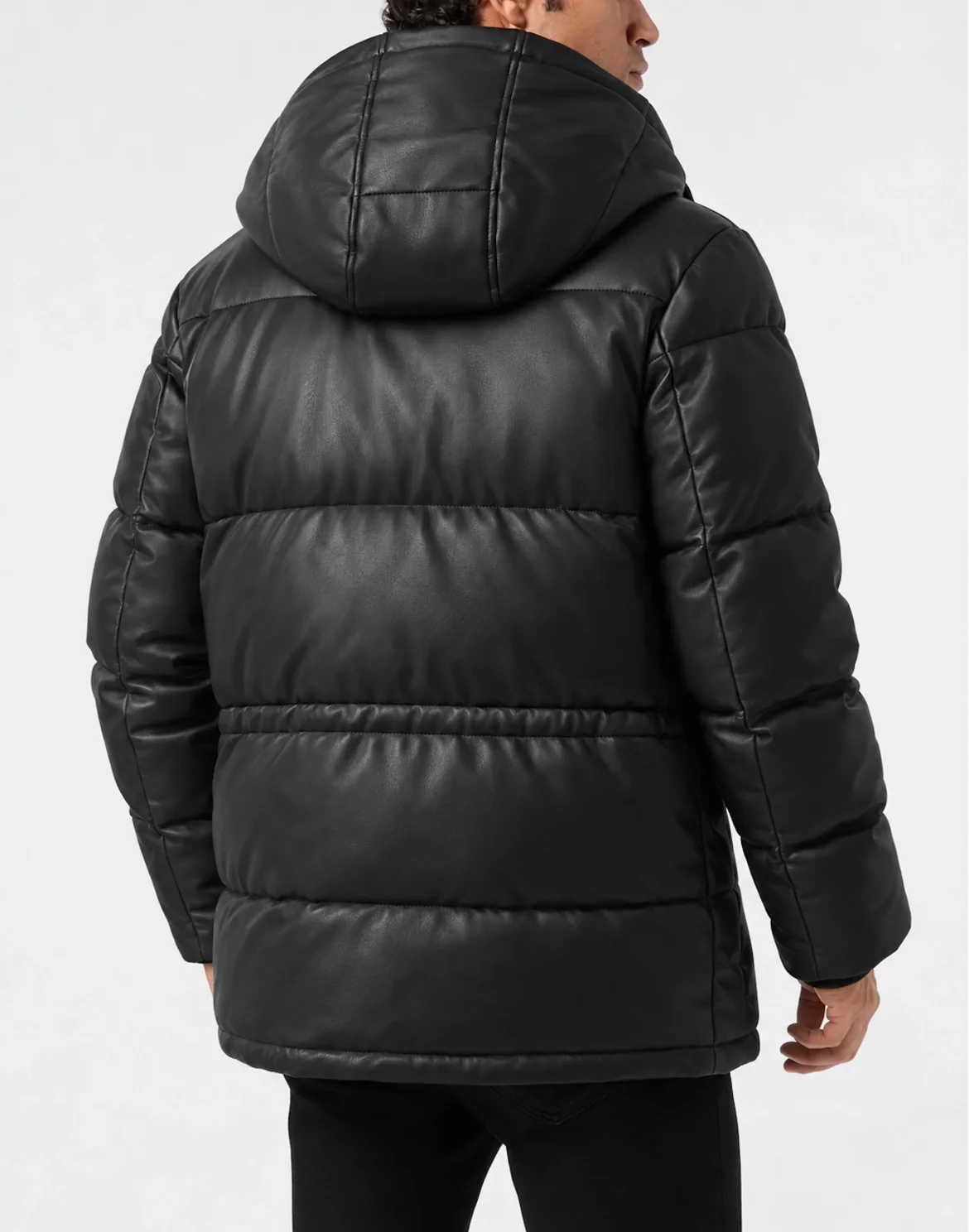 Eco Leather Titan Quilted Puffer Jacket, цвет: Черный
