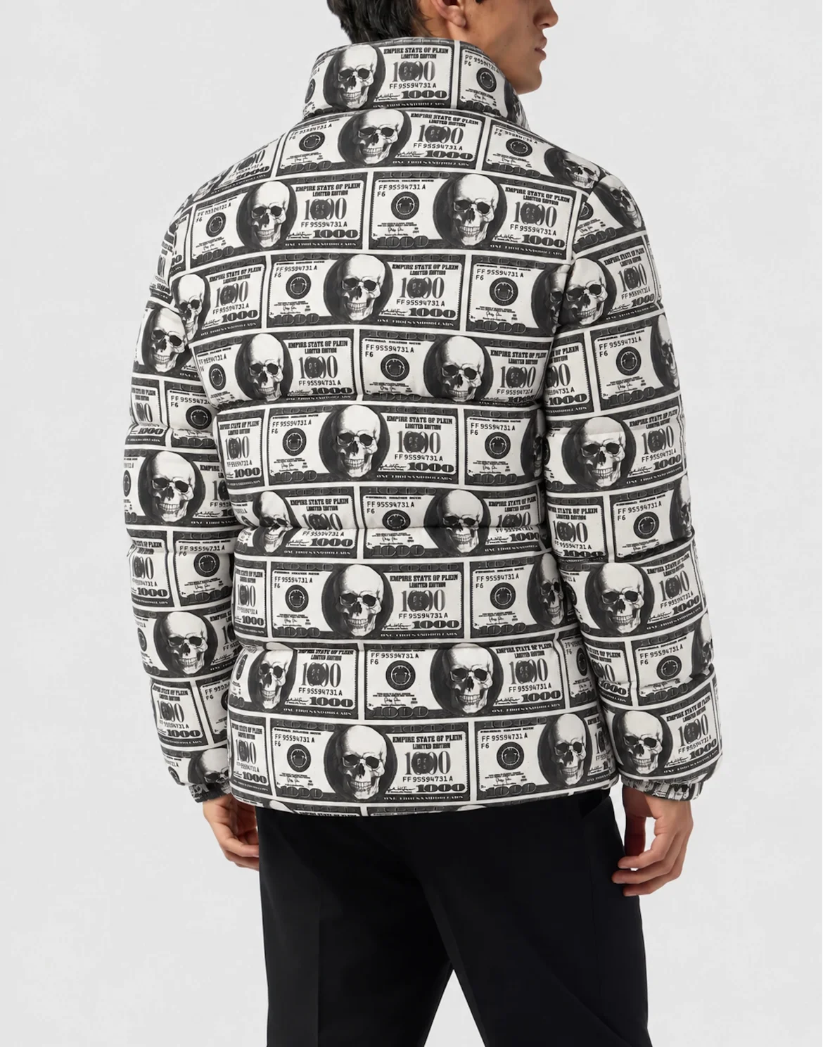 Dollar Skull Puffer Jacket, цвет: Черный