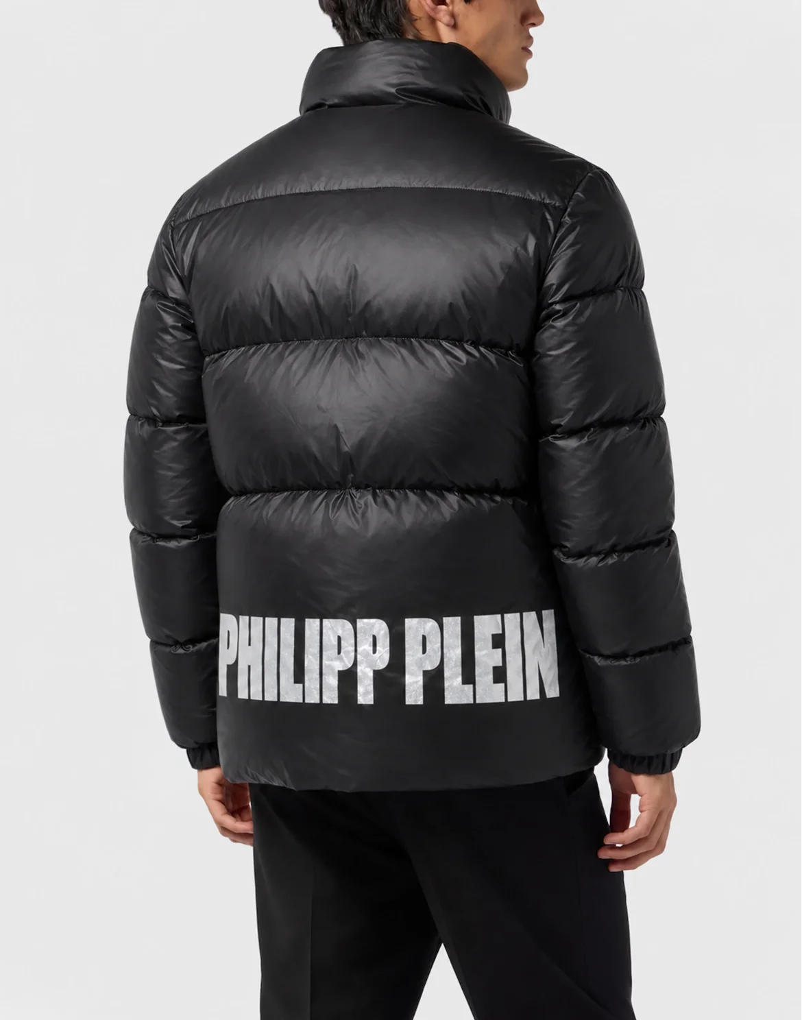 Logo Shiny Nylon Puffer Jacket, цвет: Черный