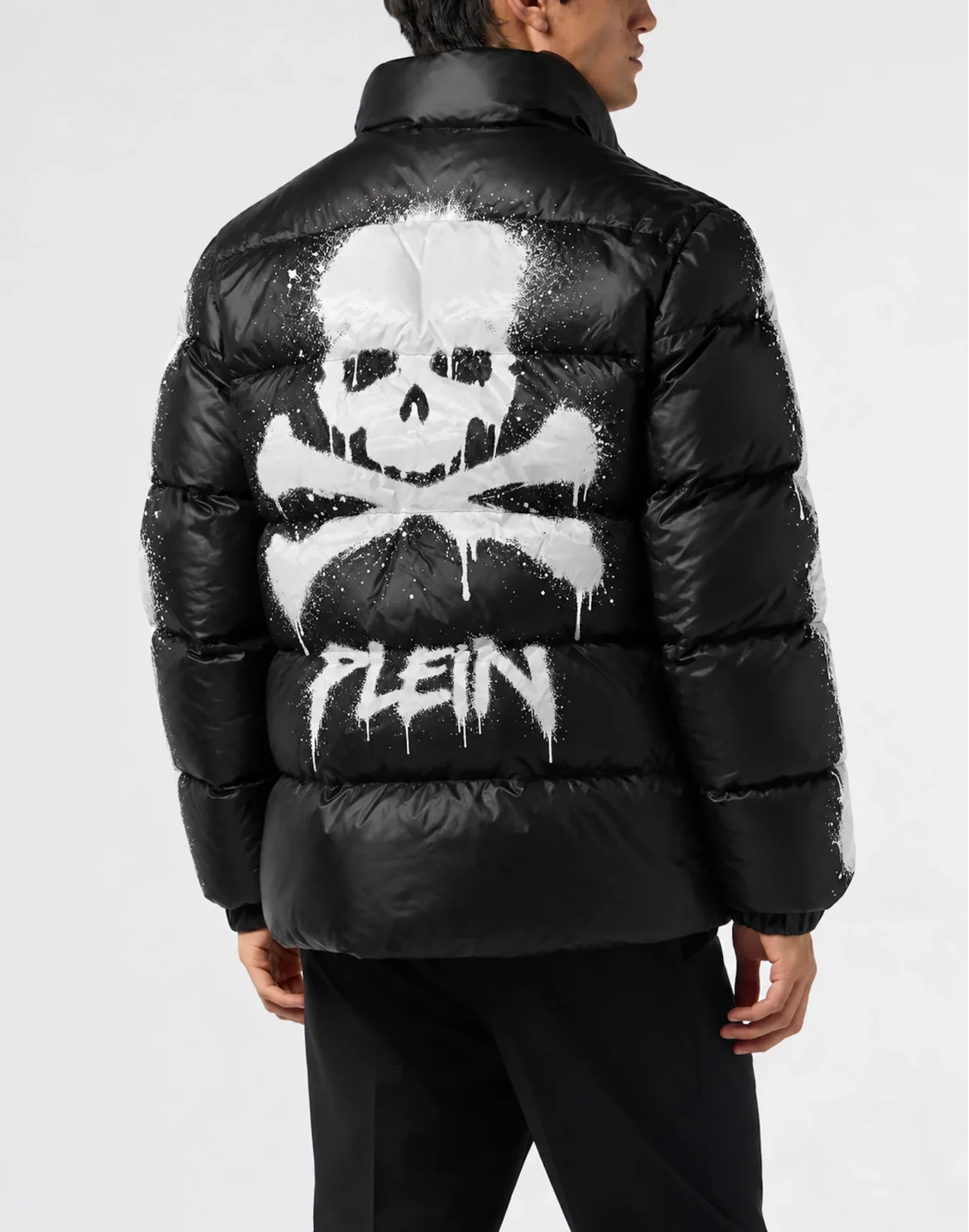 Skeleton Shiny Nylon Puffer Jacket, цвет: Черный
