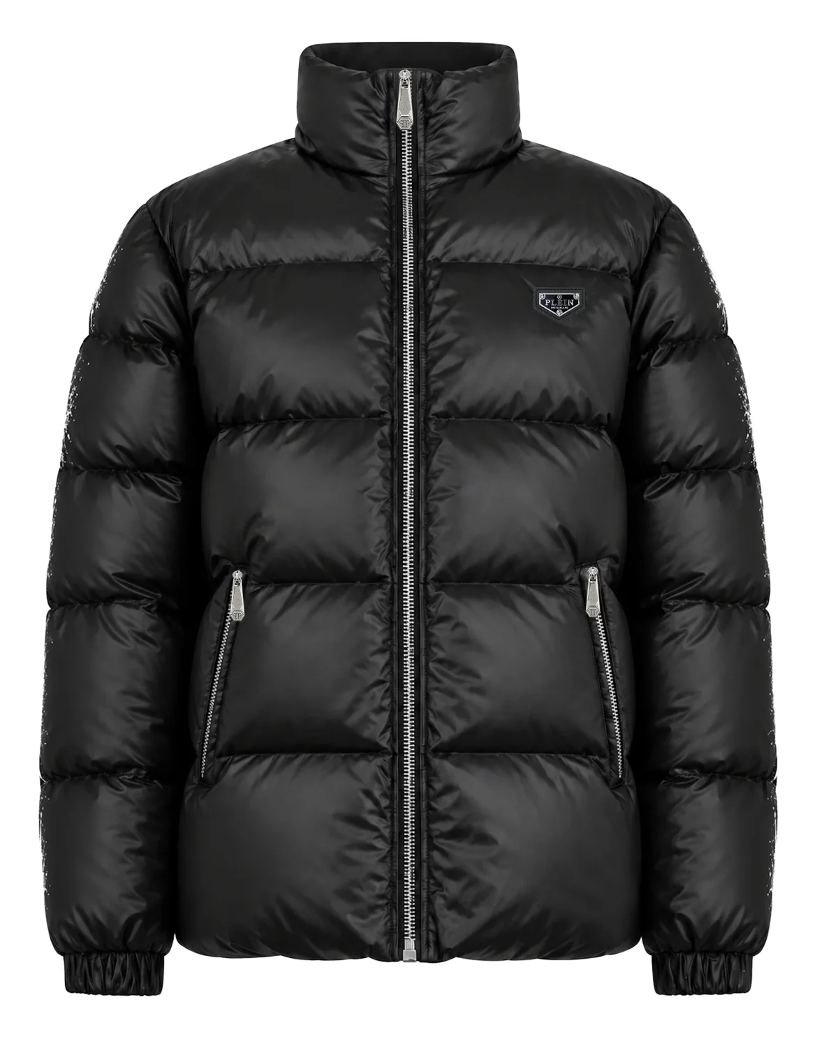 Skeleton Shiny Nylon Puffer Jacket, цвет: Черный