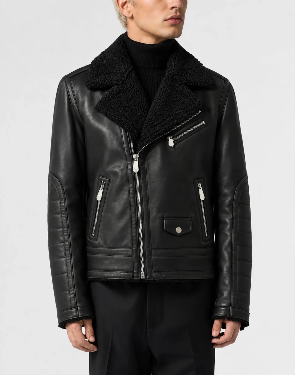 Eco Leather Biker Jacket, цвет: Черный