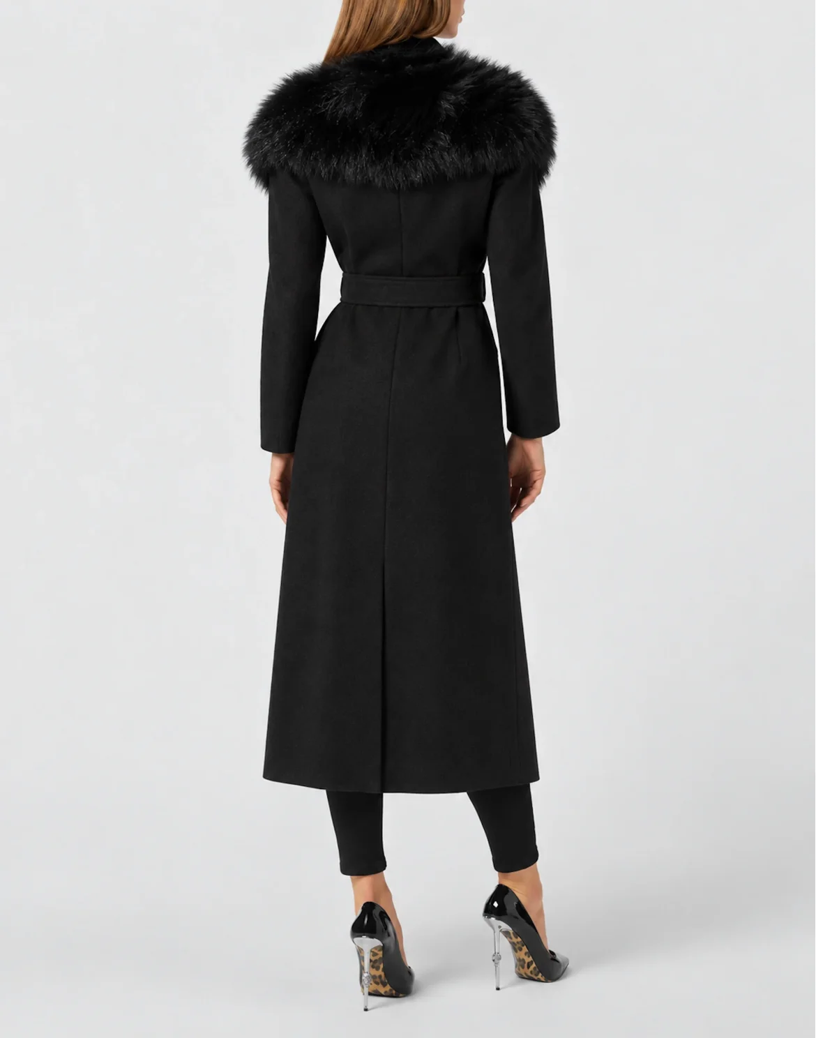 Wool Coat With Fox Fur, цвет: Черный