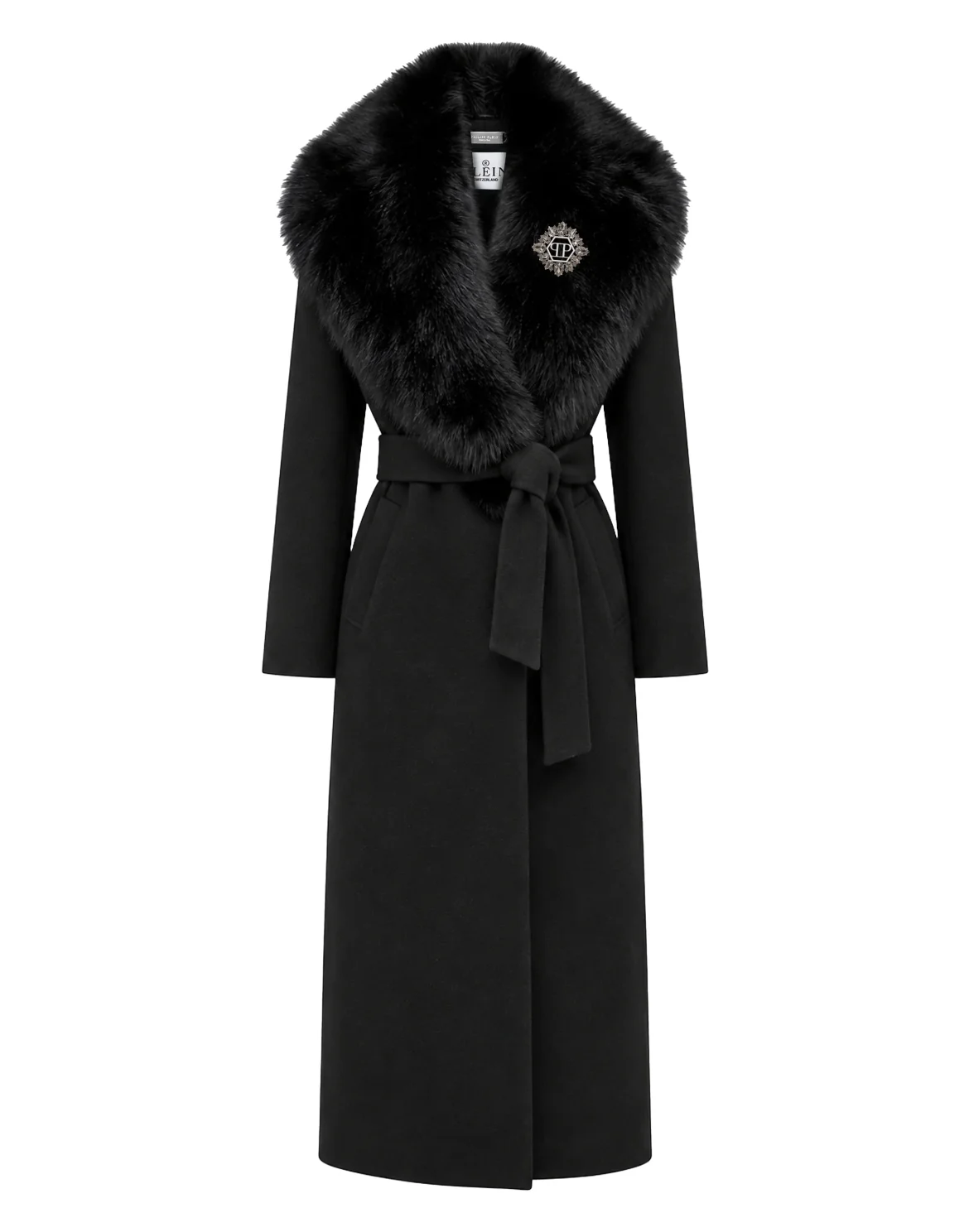 Wool Coat With Fox Fur, цвет: Черный