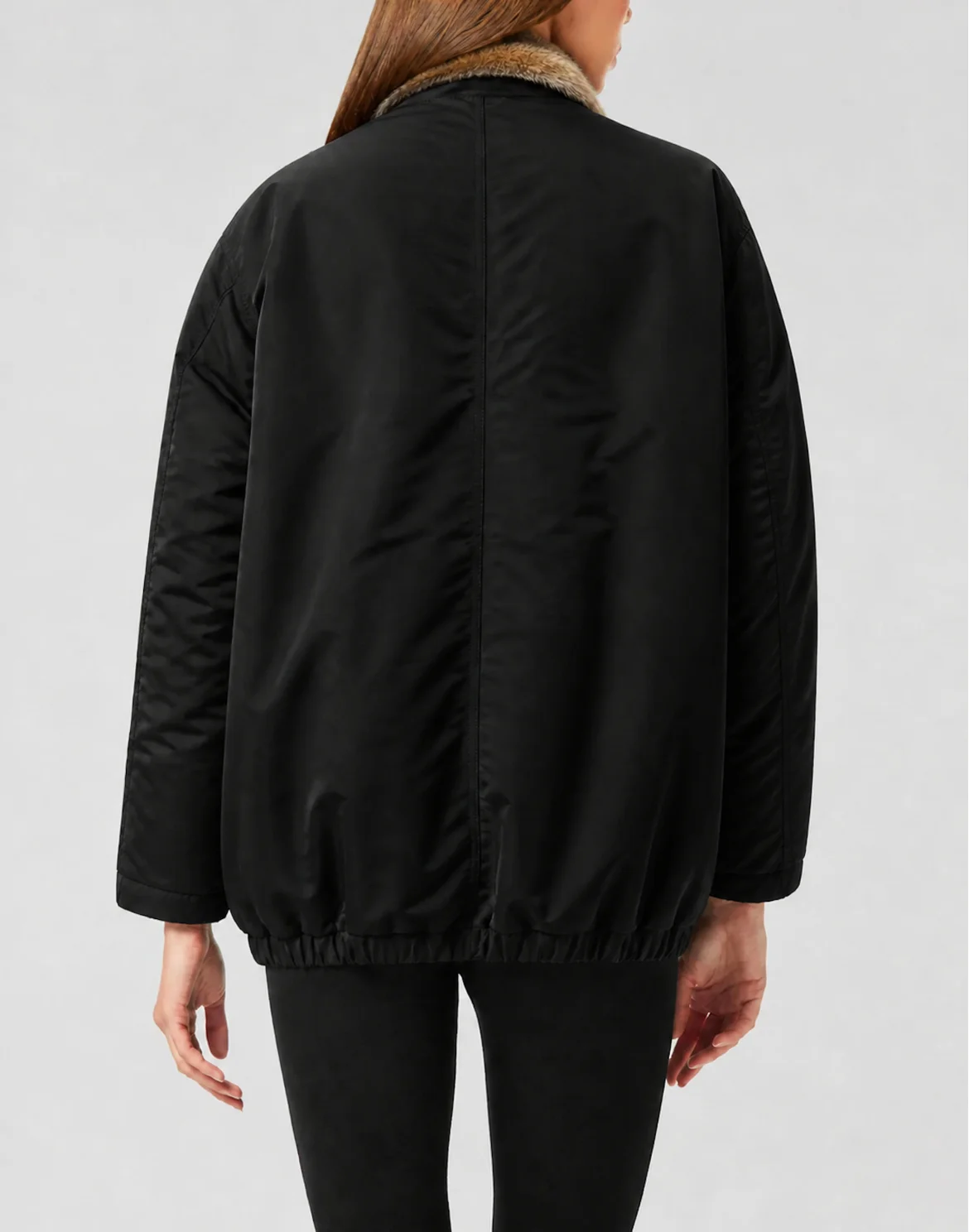Fur Nylon Puffer Jacket, цвет: Черный