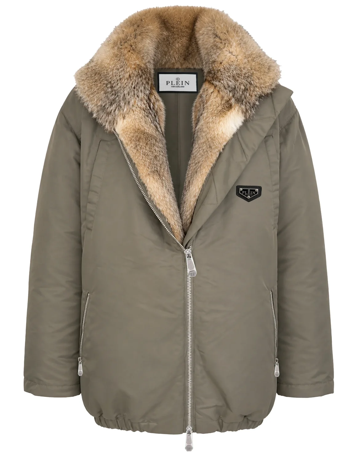 Fur Nylon Puffer Jacket, цвет: Камуфляж