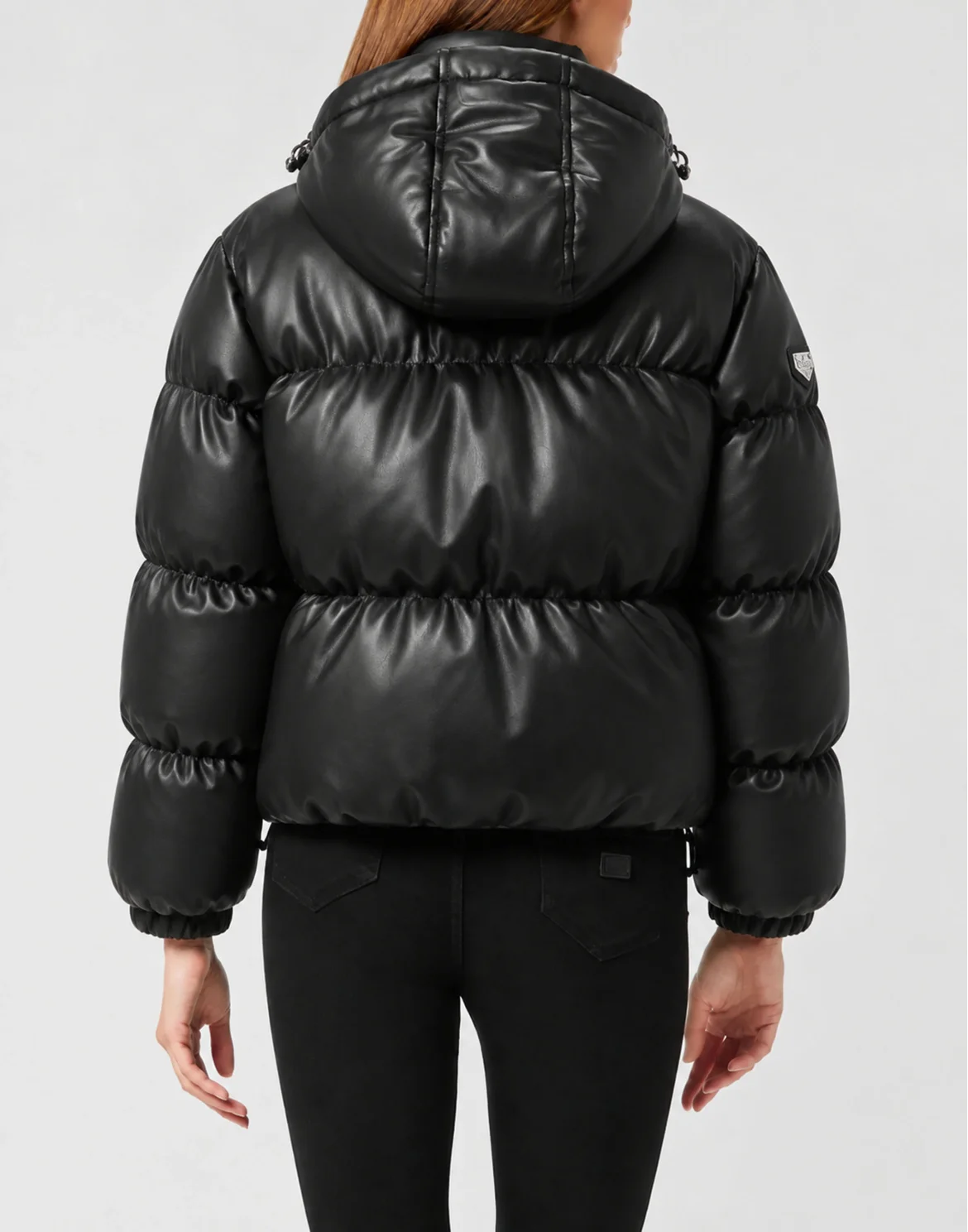 Eco Leather Puffer Jacket, цвет: Черный