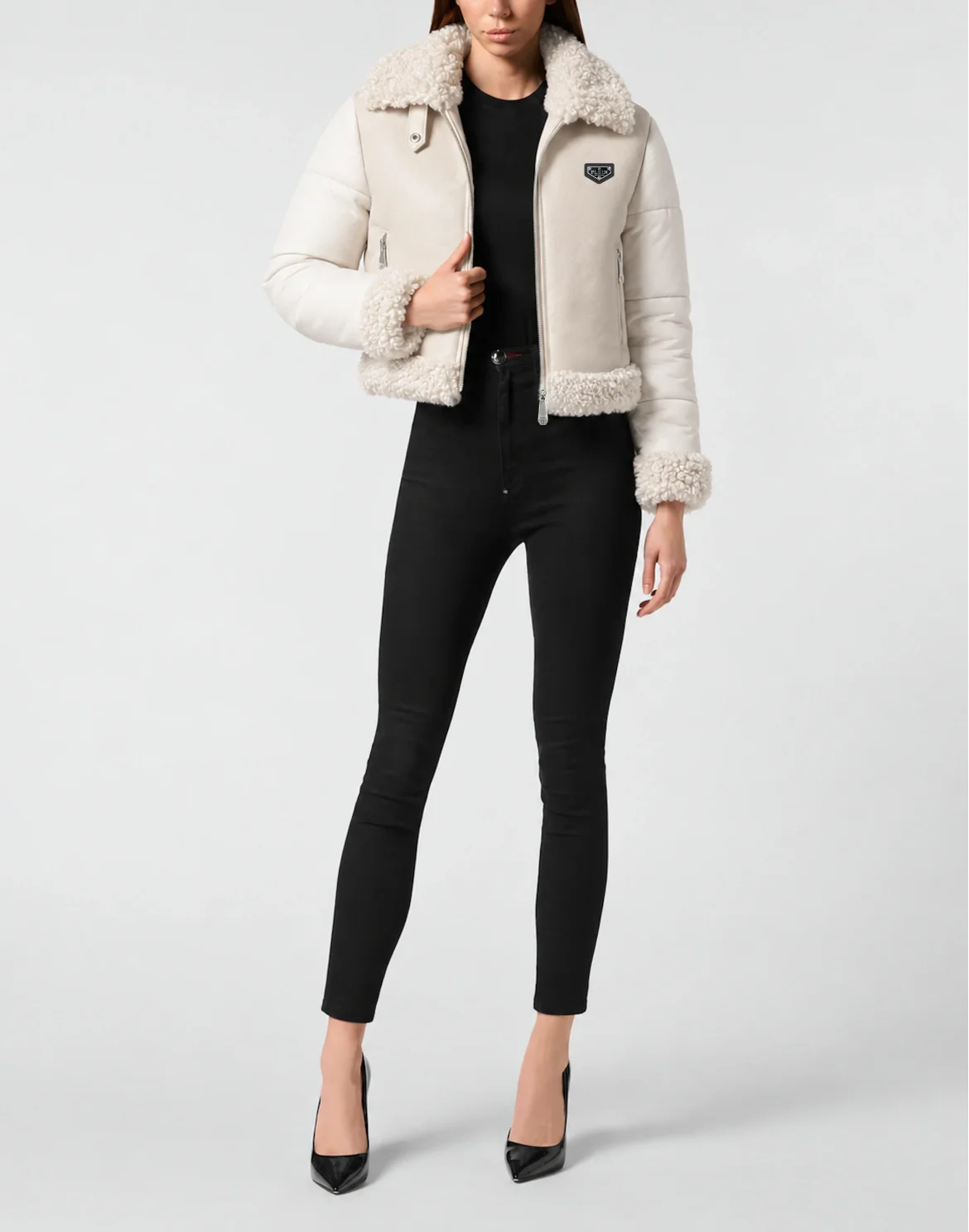 Eco Leather Shearling Jacket, цвет: Бежевый