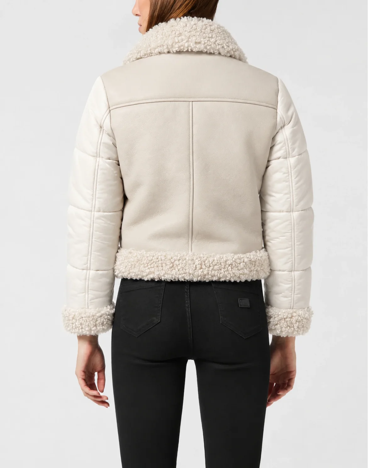 Eco Leather Shearling Jacket, цвет: Бежевый