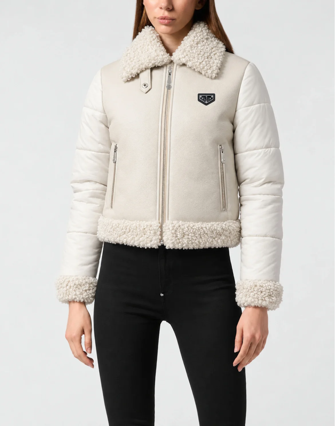 Eco Leather Shearling Jacket, цвет: Бежевый