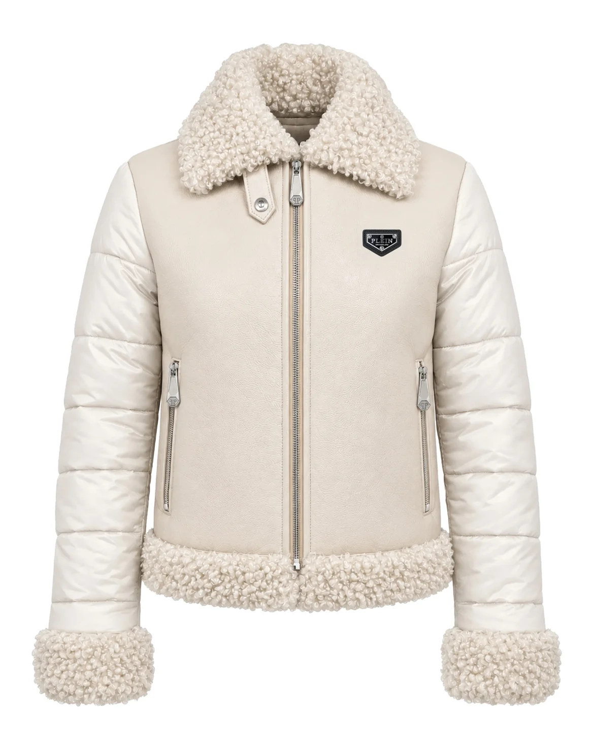 Eco Leather Shearling Jacket, цвет: Бежевый
