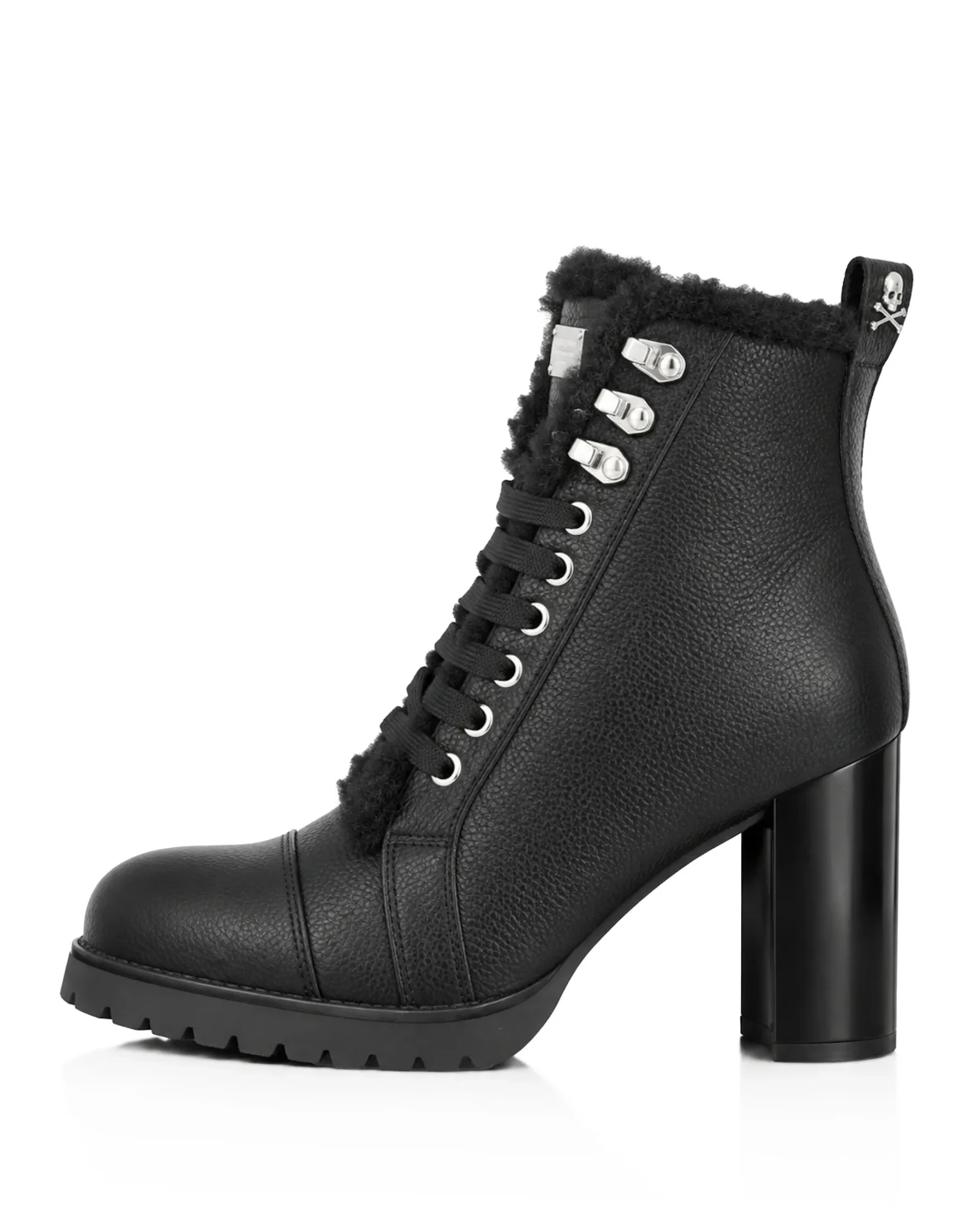 Leather Boots Lo-Heels Fake Fur, цвет: Черный