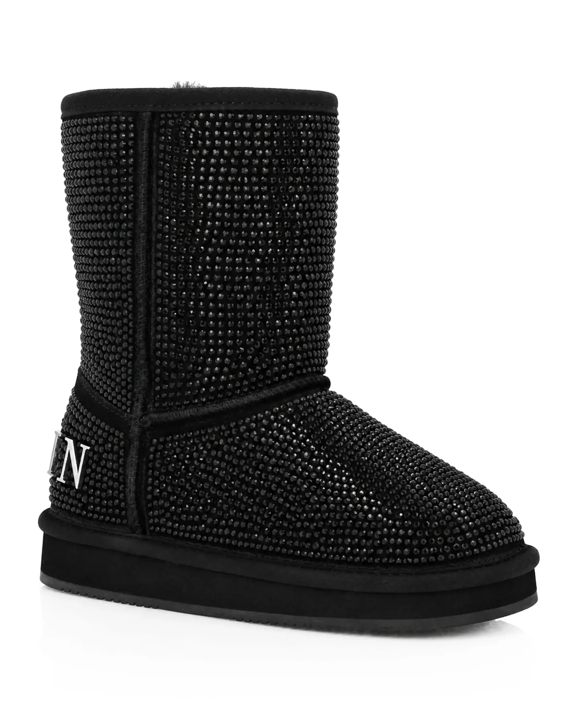 Fake Suede Winter Boots Strass, цвет: Черный
